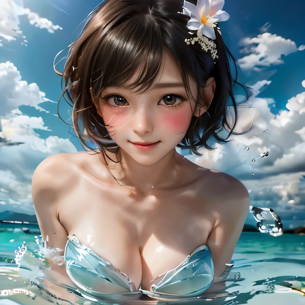 (8K, highest quality, masterpiece:1.2), (software:1.3), (realistic, photo-realistic:1.37), super detailed, 1 girl,cute, alone,beautiful and detailed sky,Detailed cafe,legs spread、date,(blush your nose),(smile:1.1),(closed mouth) huge breasts,beautiful and fine eyes,(Completely naked:1.1), Details up to the pubic area、(short hair:1.2),floating hair、