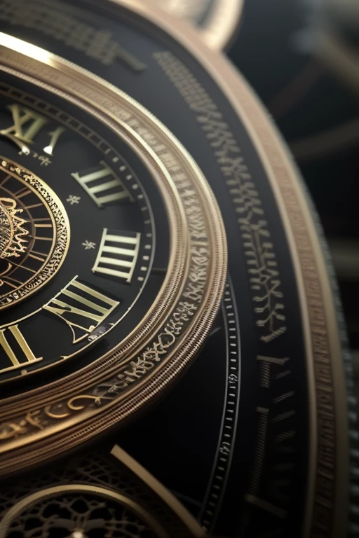 there is a close up of a clock with roman numerals, super detailed render, mechanical clock, inspired by Hedi Xandt, elegant render, ultra-detailed digital art, cycles render 4k, v - ray render 8 k uhd, hyper realistic detailed render, exquisite fine details, highly detailed render, hyper detailed 3d render, hyper detailed 3 d render