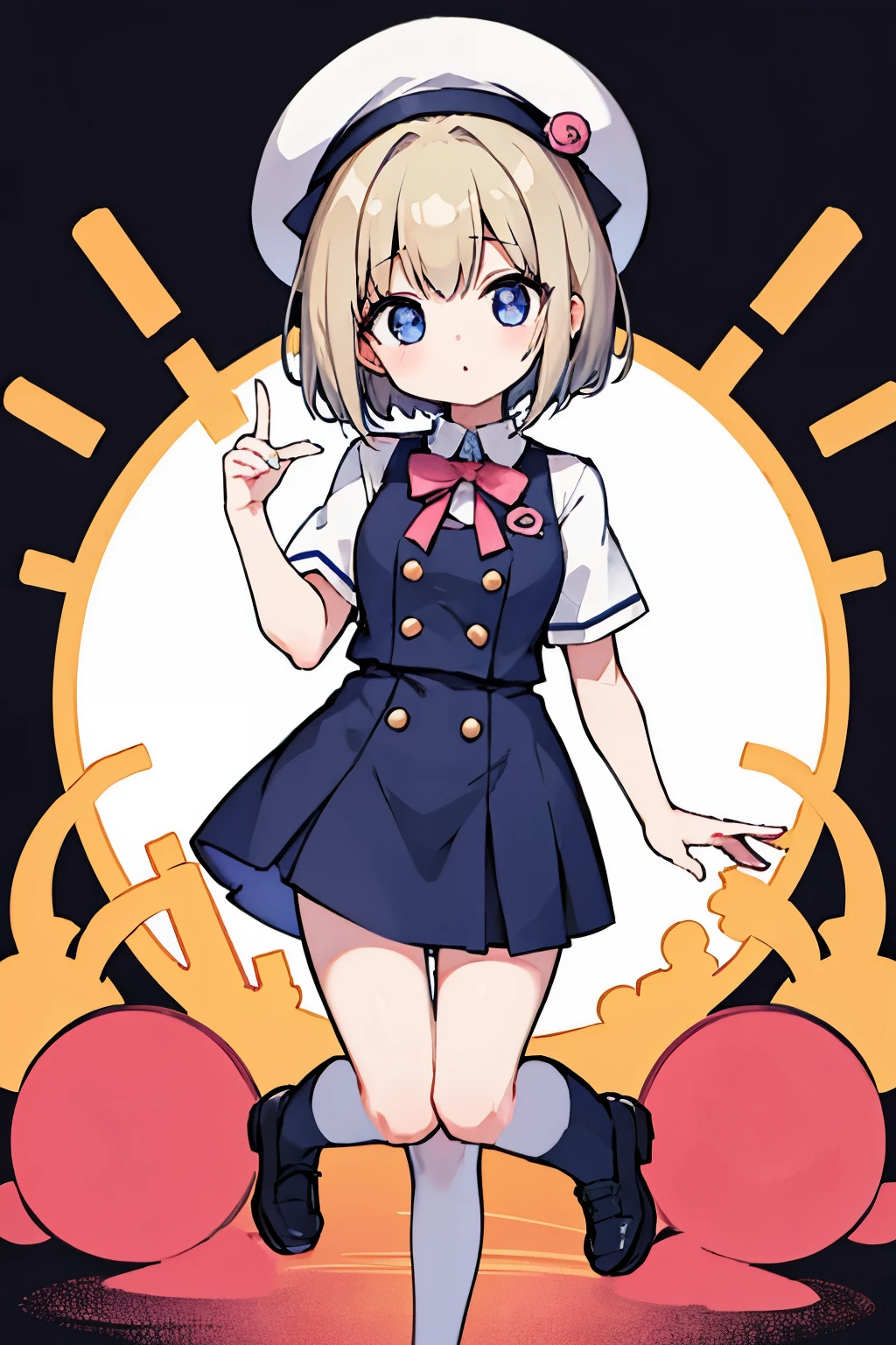 girl,kawaii,cute,full body、、uniform、highest quality、white background,short hair