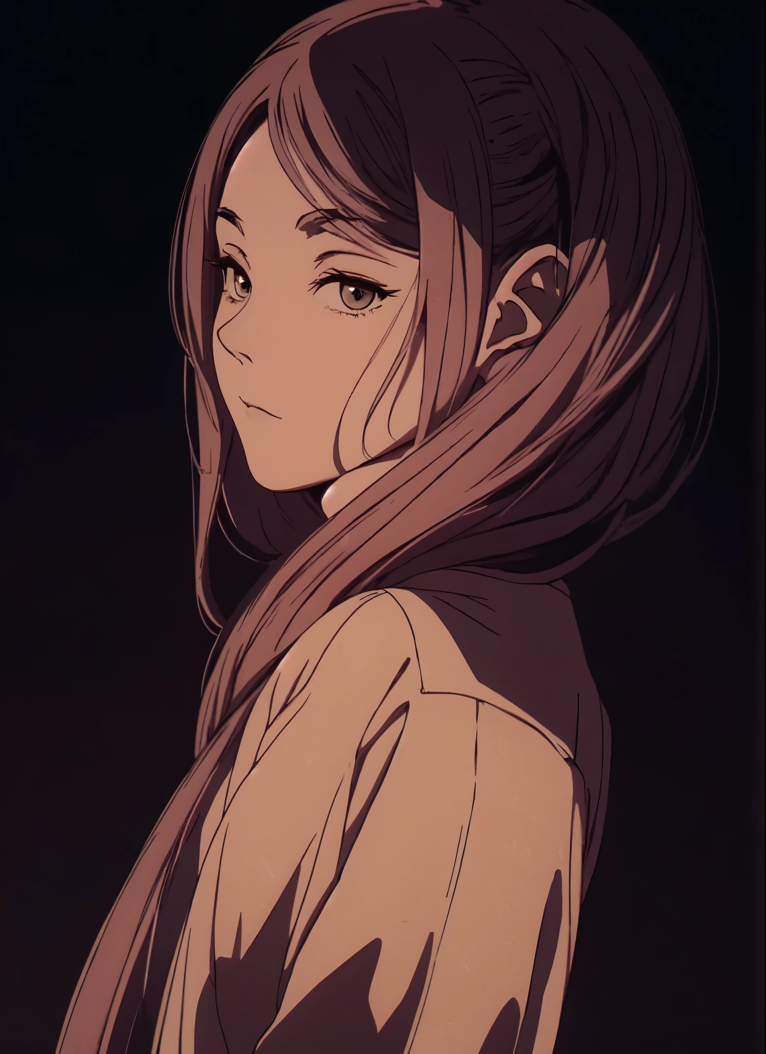 anime girl with interesting hair and a dress standing in front of a dark background, artwork in the style of guweiz, profile of anime girl, portrait anime girl, beautiful anime portrait, looking to the viewer, 