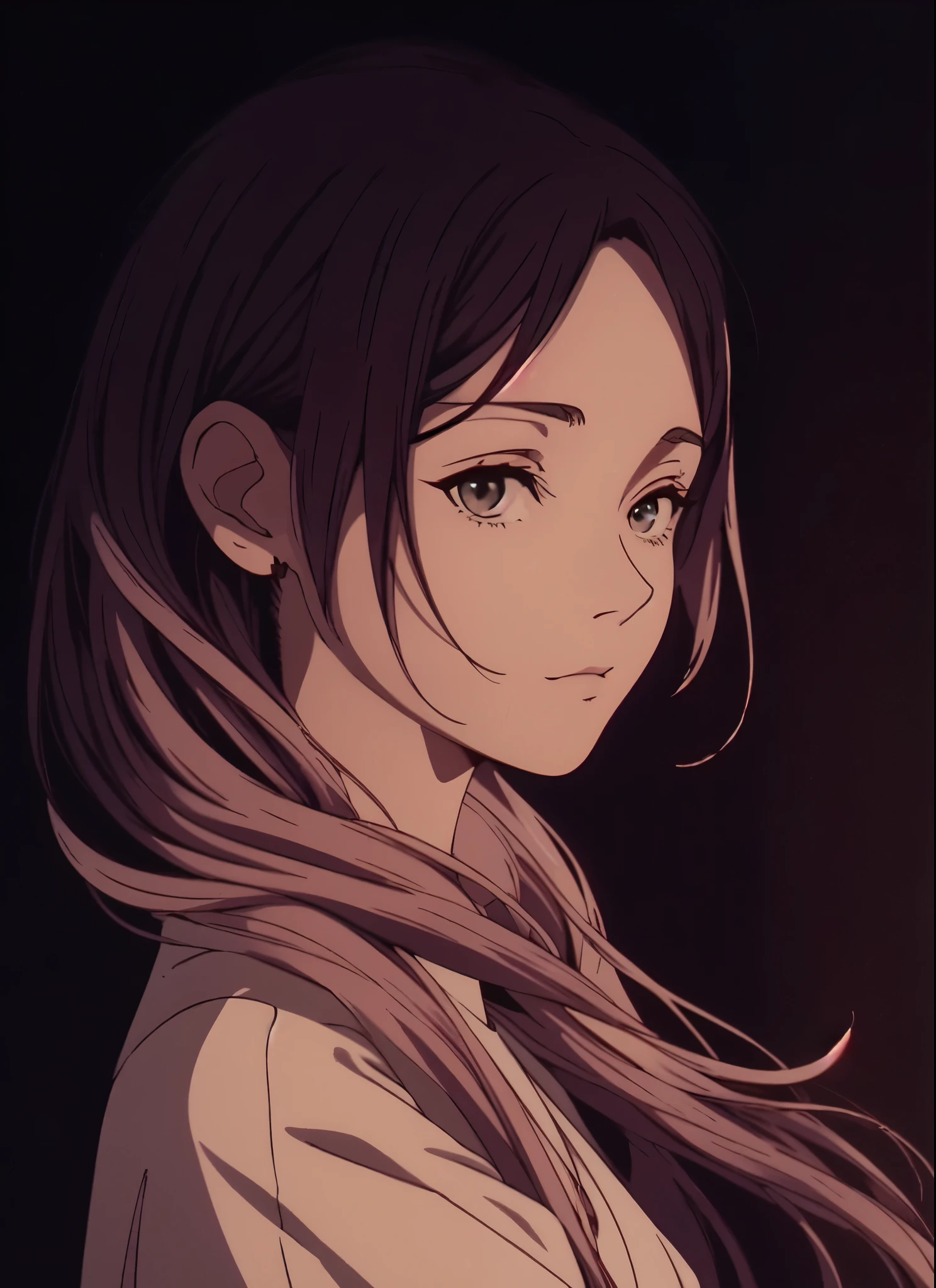 anime girl with interesting hair and a dress standing in front of a dark background, artwork in the style of guweiz, profile of anime girl, portrait anime girl, beautiful anime portrait, looking to the viewer, 