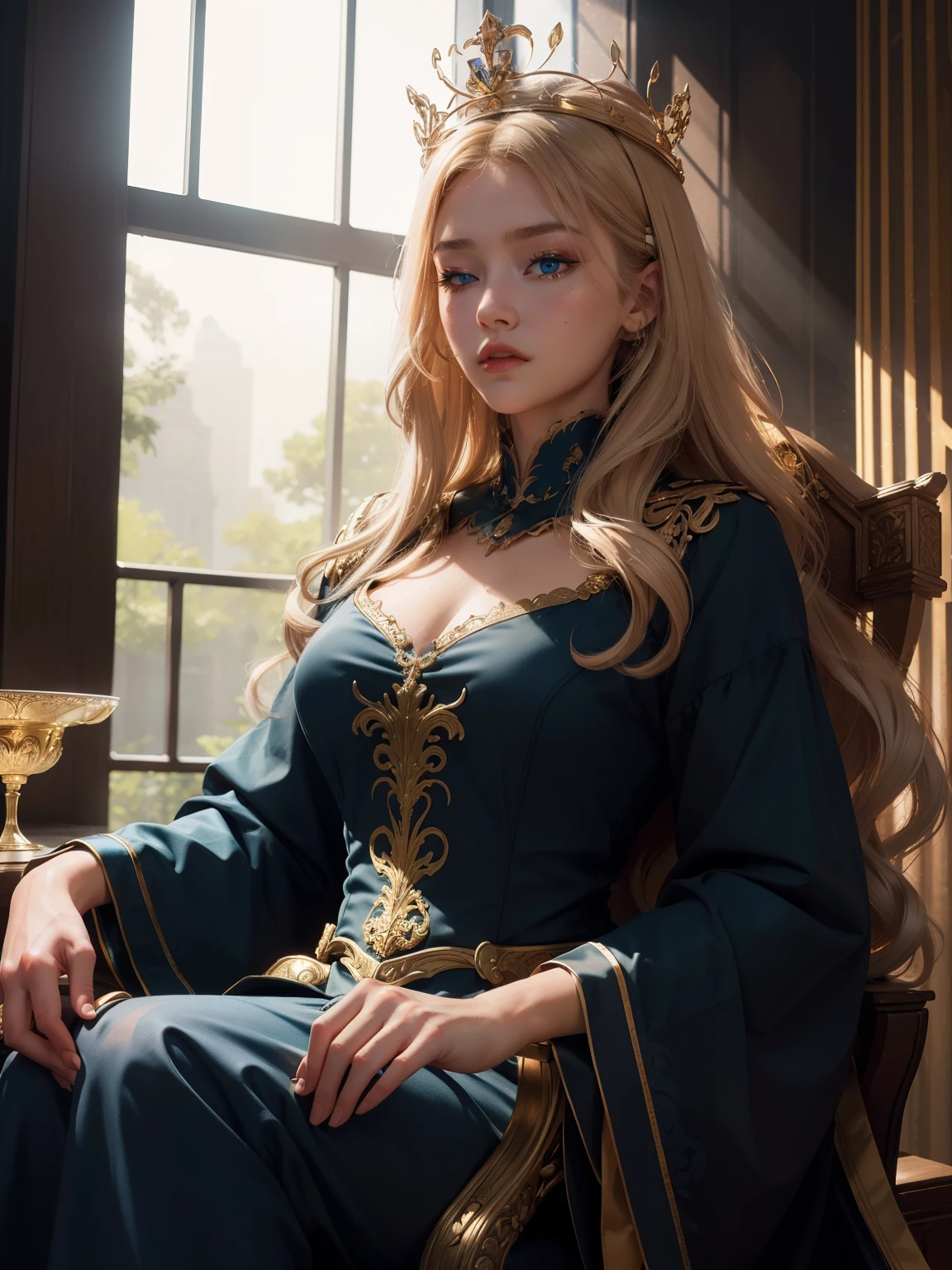 wear Saree criss cross sitting, a bindi on the center of the forehead, gorgeous royal temple, jewelry, gem, necklace, gold bracelet, anklets, thick lips, hands on lips, skindentation, parted lips, (detailed eyes), (seductive pose), ulzzang-6500-v1.1, (large breast:1.2), , thick eyelashes, long eyelashes, light blonde hair, Ponytail, blue eye,
HDR, shallow depth of field, broad light, backlighting, bloom, light sparkles, chromatic aberration, sharp focus, Nikon Z 85mm
unparalleled masterpiece, ultra-realistic 8k photos, best quality masterpiece, best quality, (photorealistic:1.2), (realistic:1.5), (hyperrealistic:1.2),(photorealistic face:1.2)