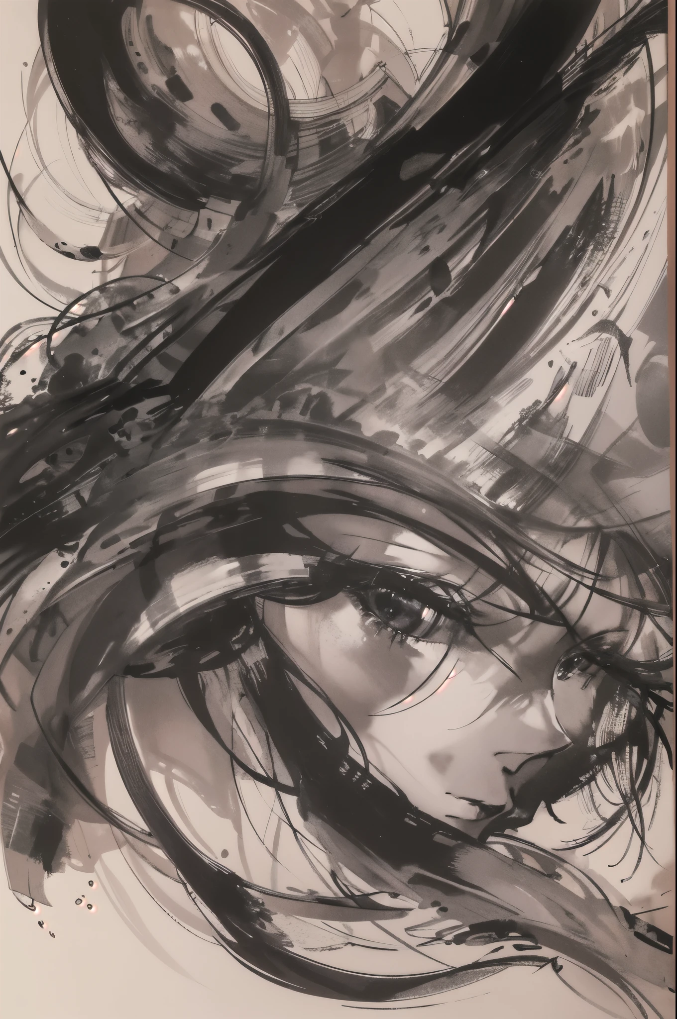Using black ink to create smooth and fluid lines, the artist skillfully captures the expressions and poses of the characters, utilizing varying shades of ink to convey depth. The background is kept minimalistic, with emphasis on light, shadow, and spatial awareness.In this artwork, the artist employs the medium of black ink to bring the characters to life. With each stroke of the brush, the lines flow effortlessly, creating a sense of movement and capturing the essence of the subjects’ emotions and physicality.The contrast between the dense and diluted ink showcases the subtle nuances of the characters’ expressions, highlighting their mood and demeanor. The artist carefully balances the use of dark and light shades, adding depth and dimension to the artwork.
