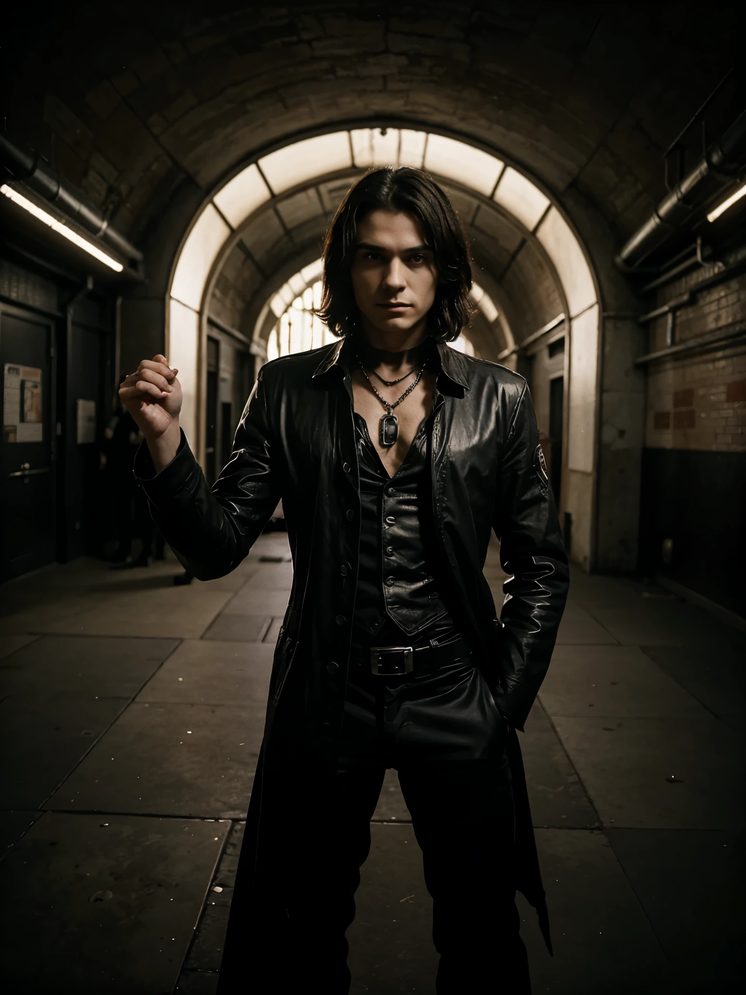 1 male, mid 20's in age, 1970's gothic, fighting an alien invasion, 8k, masterpiece