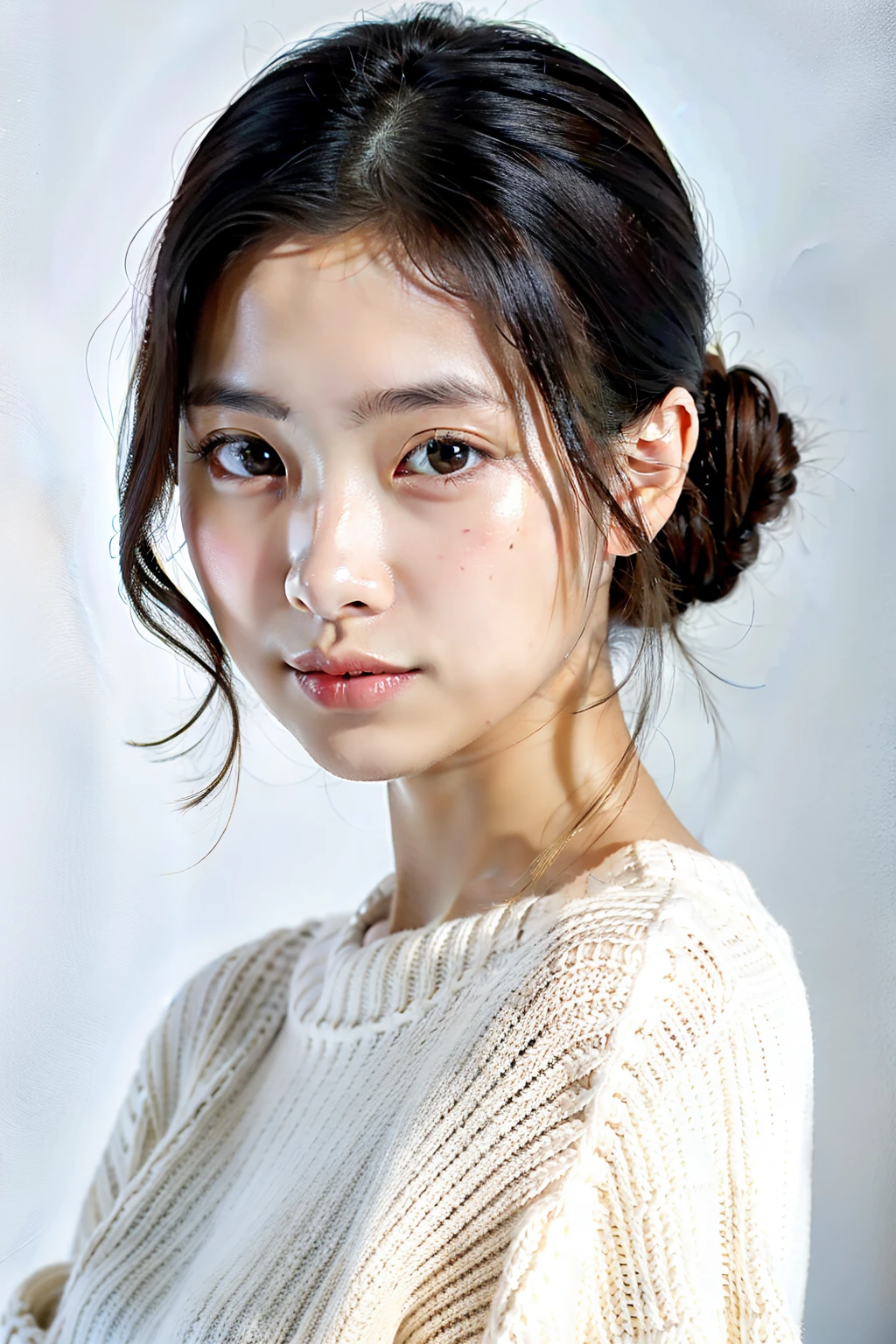 1girl,sweater,white background,