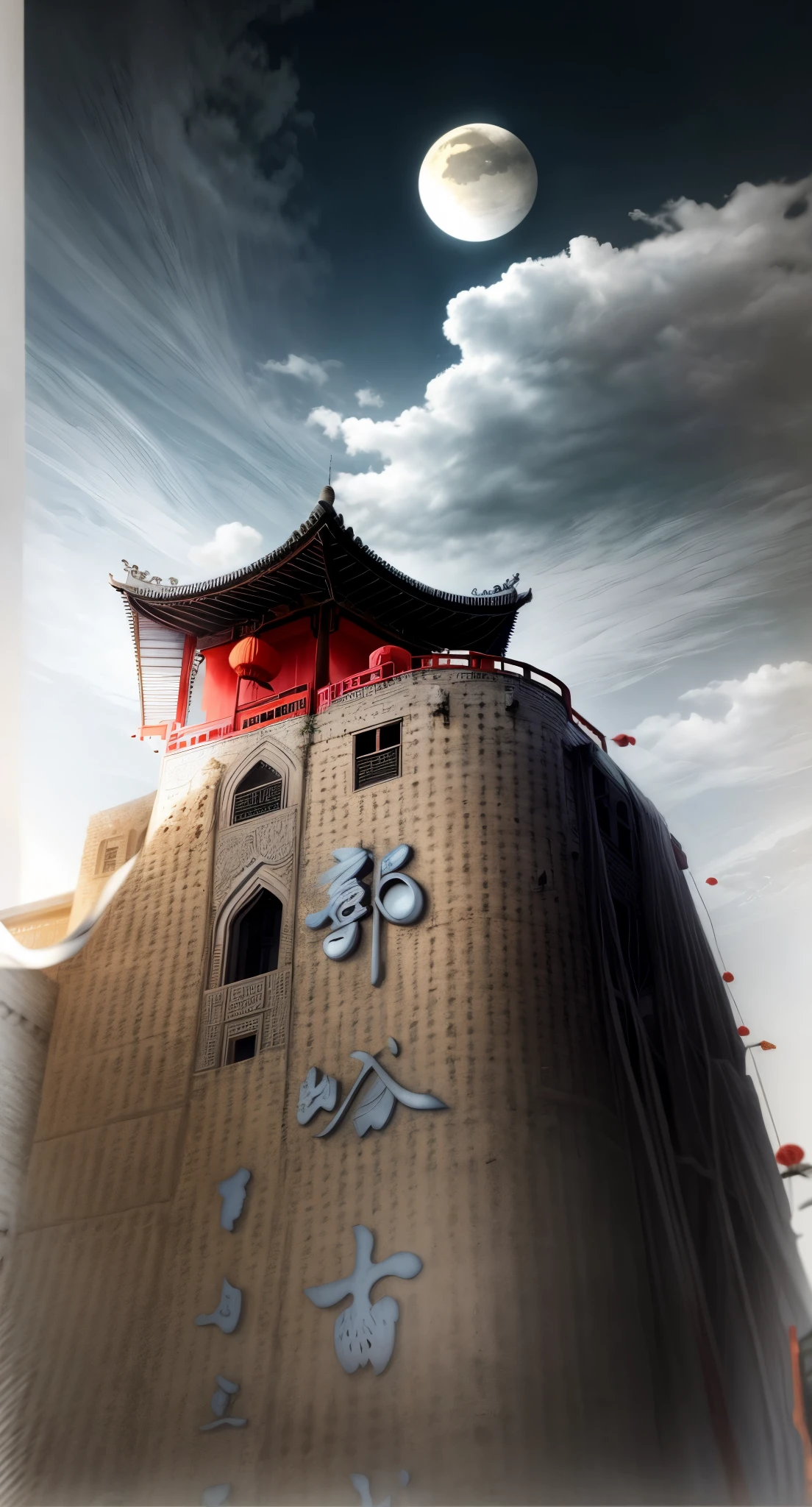 Arafah view from a tall tower,There is a clock on it, china tower, zhouzhuang ancient town, Chinese architecture, baotou china, ancient Chinese architecture, Cyberpunk Chinese Ancient Castle, Chinese architecture, silver pagoda moon, Chinese heritage, ruanjia, sha xi, YouTube video screenshot, Guangjian