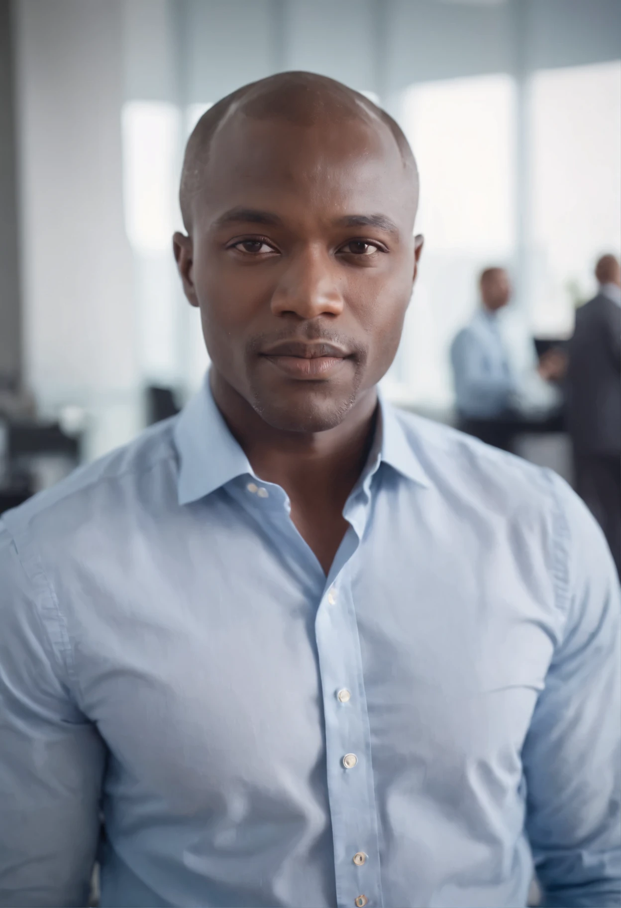 AFRICAN BUSINESSMAN IN  business-casual attire, MODERN OFFICE BACKGROUND