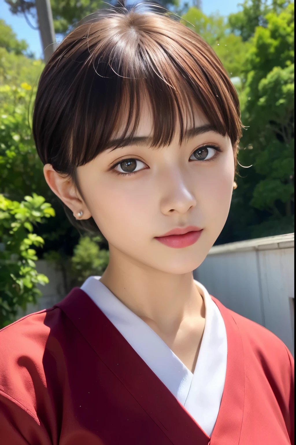 ((top-quality)),(masterpiece:1.4),Raw photography,8K,((Top image quality)), ((Top resolution)),Beautiful face in every detail,Very detailed,Gentle expression,(One lady:1.3 ),realisitic,photo realisitic,(Bery short hair:1.4),(Beautuful Women),(cute Japanese girls:1.3),(mannish),((Pretty Woman)),(Beautiful hair),((dark brown hair)),(((Red cheeks))),((Her eyes are big)),20-year-old beauty,(her face is small:1.7),small head,((long neck)),pale skin,Spot-free skin,With bangs,Everyone longs for,Japanese Beautuful Women,(eight heads tall),((basketball red uniform,skinny body)),face focus , back focus, leaning forward ,arched back, from above ,from behind,looking back,selfie ,