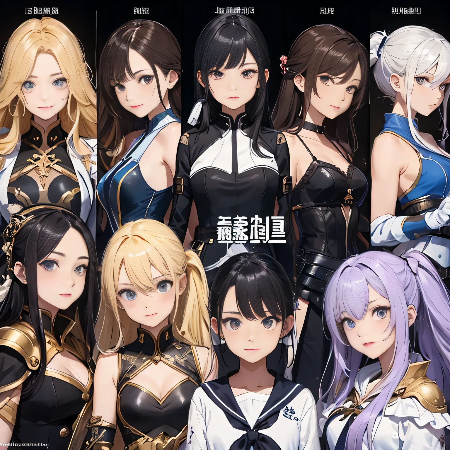 masutepiece、超A high resolution、Powerful images、8K、Four Women、Serious smile、韓国アイドル、cool metal black costume、Record a singing program in the studio、