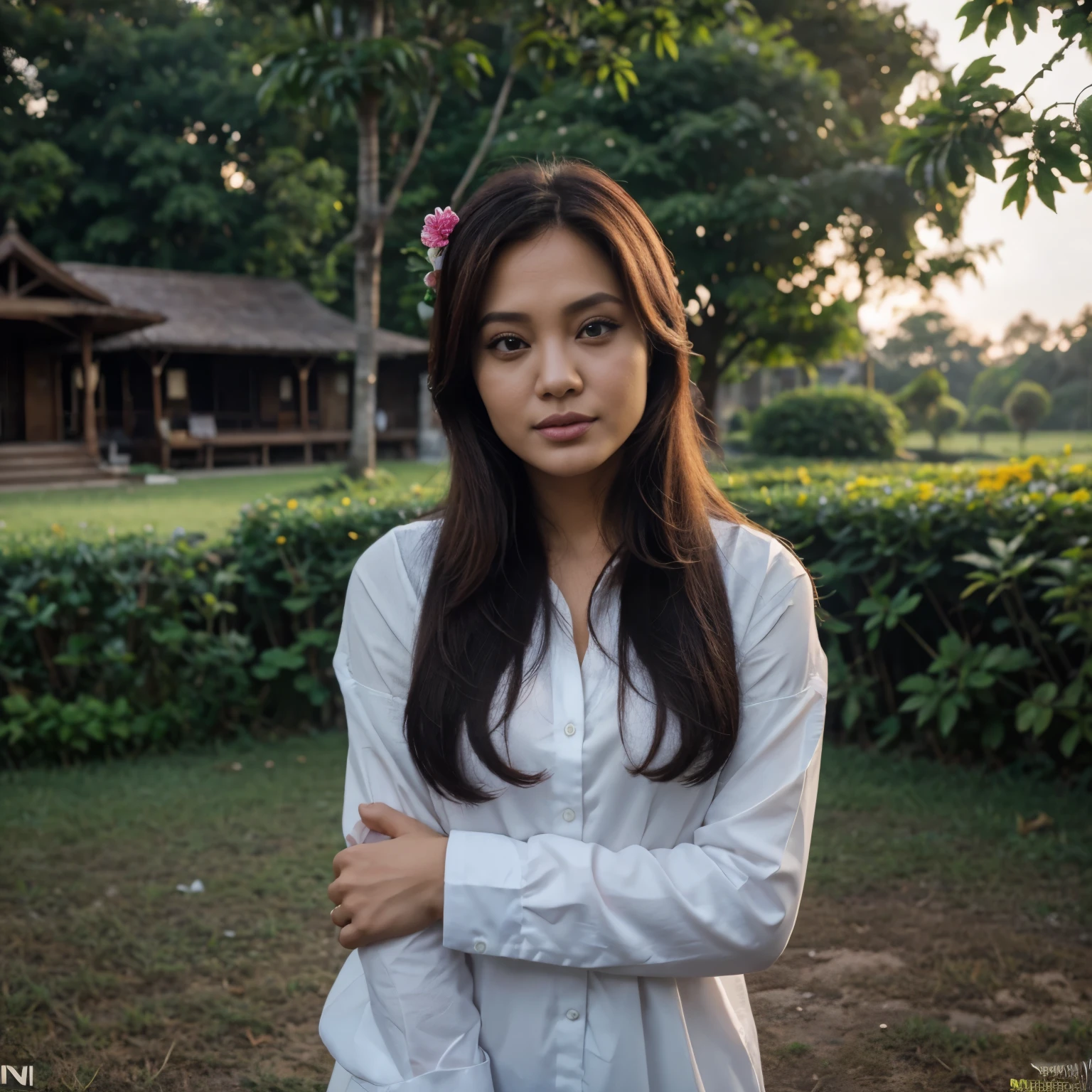 (sekolah, tampang, percintaan, romantis, senja, taman, bunga-bunga berwarna-warni, pakaian santai)

(best quality,4k,8k,highres,masterpiece:1.2),ultra-detailed,(realistic,photorealistic,photo-realistic:1.37),HDR,UHD,studio lighting,ultra-fine painting,sharp focus,physically-based rendering,extreme detail description,professional,vivid colors,bokeh,portraits,landscape,photography

Pemandangan senja yang indah, dikelilingi oleh taman yang penuh dengan bunga-bunga berwarna-warni. Seorang pemuda tampan Indonesia berusia 30 tahun mengenakan pakaian santai. Dia sedang berdiri di tengah taman, dengan tangannya memegang bunga mawar dan sedang mencium Angelina Jolie yang juga berada di tengah taman ini. Meskipun tampangnya yang tampak serius, mereka terlihat sangat bahagia dan saling mencintai. Pemandangan ini terlihat sangat romantis dan mempesona. Medium lukisan ini adalah seni lukis realis dengan fokus yang tajam pada detail, sehingga memberikan hasil yang sangat hidup dan memukau. Efek HDR digunakan untuk meningkatkan kualitas gambar dan menghadirkan cahaya yang lebih dramatis. Hasil akhirnya adalah potret yang sangat detil dan photorealistic dengan warna yang hidup.