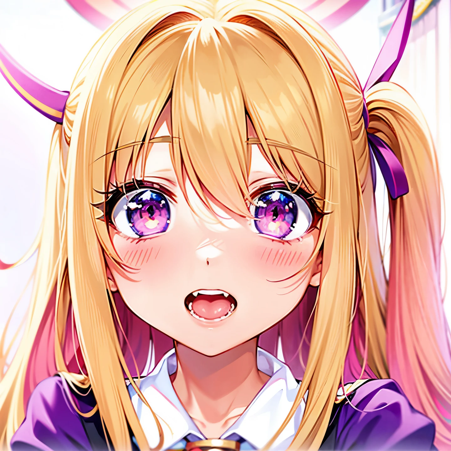 anime girl with long blonde hair and pink eyes staring at the camera, anime best girl, anime visual of a cute girl, anime girl named lucy, extremely cute anime girl face, kinmoza!, anime hi-fructose, yami kawaii, cute anime face, anime moe artstyle, nagatoro, perfect anime face, rei hiroe, in an anime