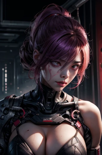 female, Getting surgery, The abdomen opens to reveal organs., Half of the organs are mechanized, The head is open and the brain is visible., Putting a control chip into my brain, brainwashing당하는중, Being controlled, human weapon, I'm in pain, left arm mechanized, weapons of war, eyes with only whites, head open, kidnapped, test subject, Wires and machines inside the body, Aggressive, standing on a stand, 머리에 씌어진 brainwashing기계, My brain is being taken over, weapons of war, red eyes, Laser cannon in left hand, corruption, Blackening, Purple Head, bloody body, slaughter, pretty girl, Forced kidnapping, brainwashing, Purple Head, shot, Upside-down eyes, huge breasts, Blood, bloody body, eyes focused on the center