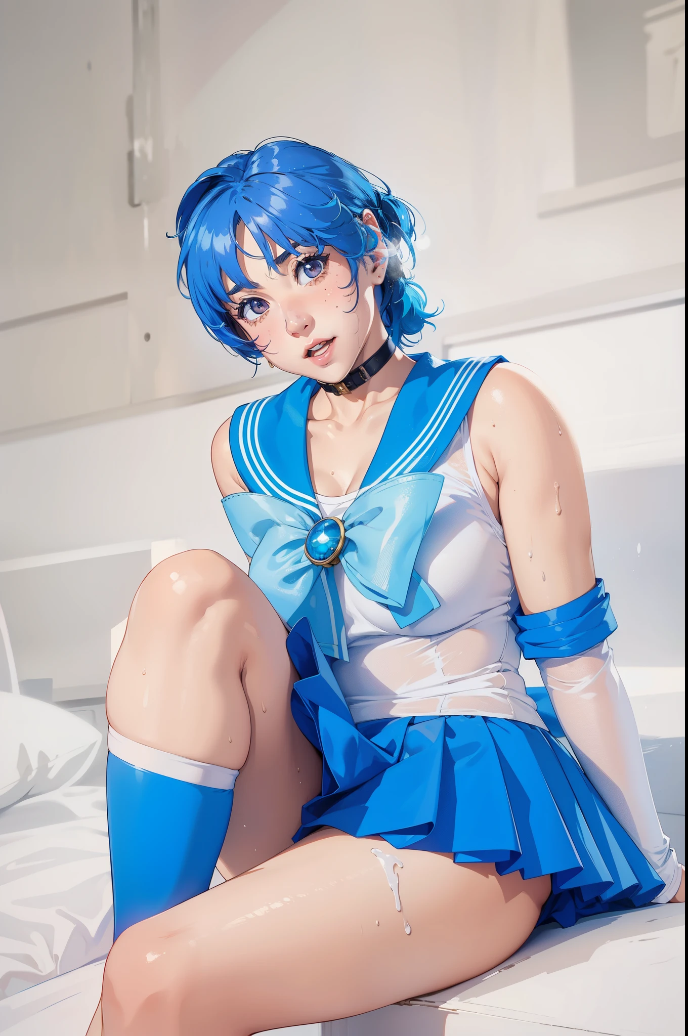 (extremely detailed CG unity 8k wallpaper), (masterpiece), (best quality), (ultra-detailed), (best illustration), (best shadow), (absurdres), 
BREAK
girl, sweat, steam, medium breast, nsfw, shy, looking at viewer, light smile, sailor mercury, 