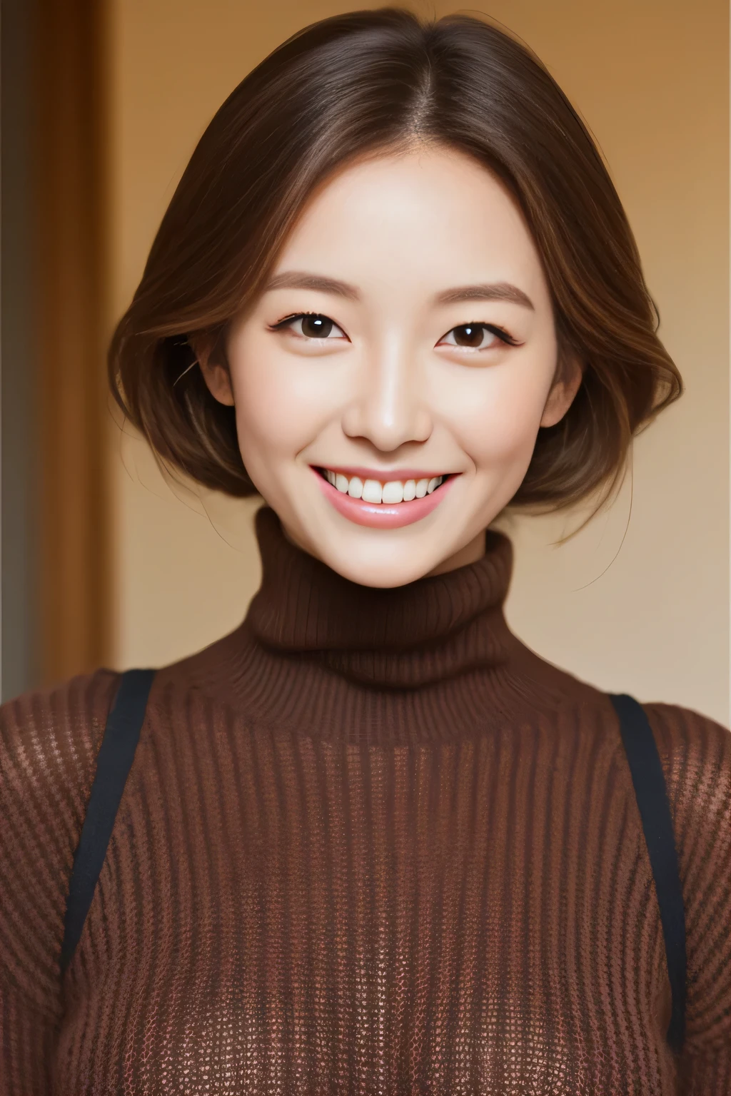Hostess Face、turtleneck wool sweater、high quality、surreal、healthy、smile、Perfect slender figure、beauty of japan、 perfect eyes、beautiful skin、Upper body、Kyoto