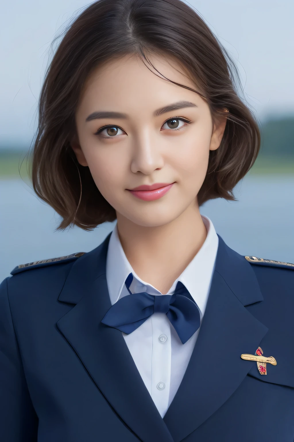 ((highest quality、8K、masterpiece:1.3))、sharp:1.2、perfect body beauty:1.4、slim abs:1.2、((big breasts:1.2))、(cabin attendant uniform:1.1)、(Airplane First Class:1.2)、beautiful face、wavy hair、Highly detailed face and skin texture、fine eyes、double eyelid、look at the camera、laughter