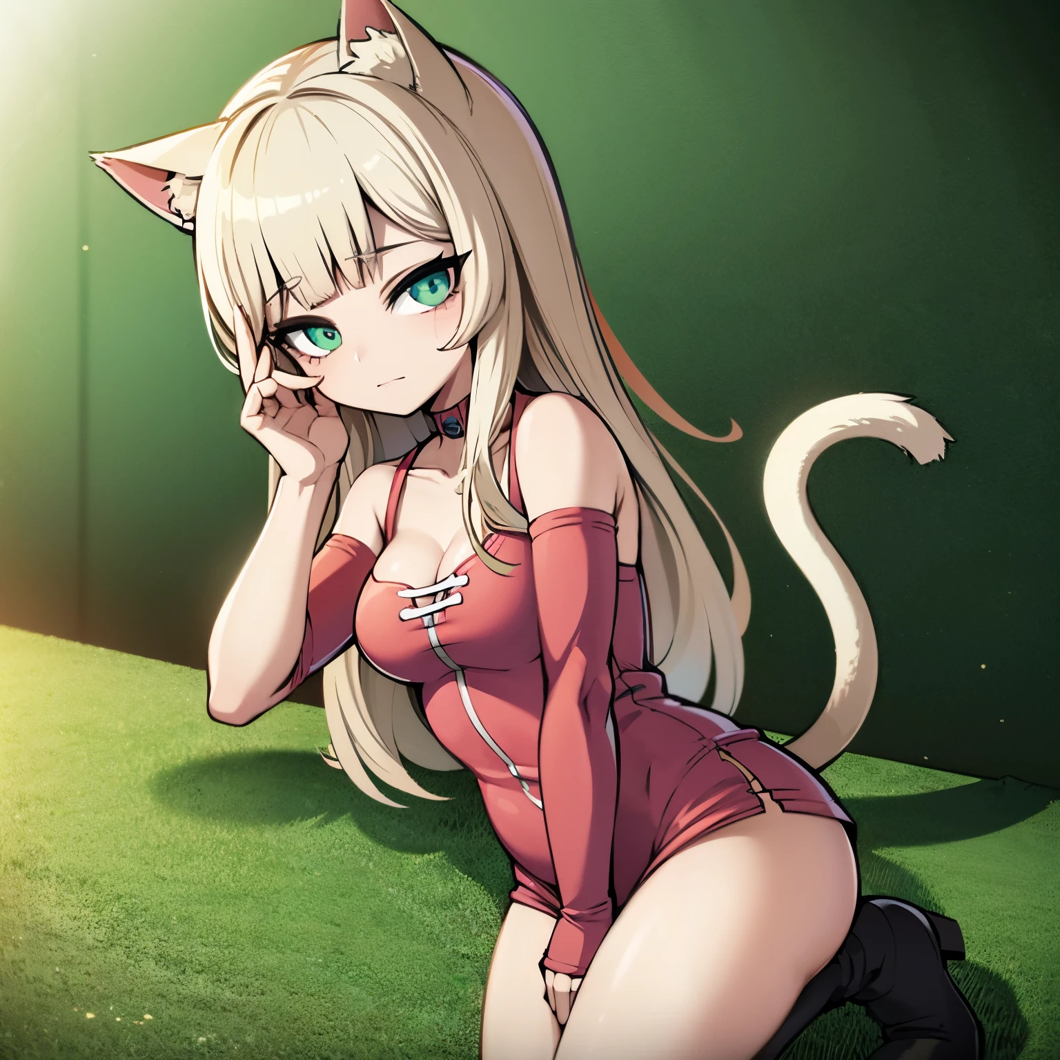 Imagen anime de una chica anime neko, cat that has cat ears and a tail only has cat ears 