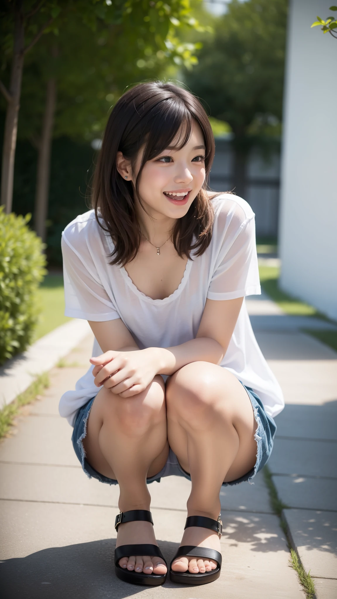 laughter、I can see white panties、short side waves、