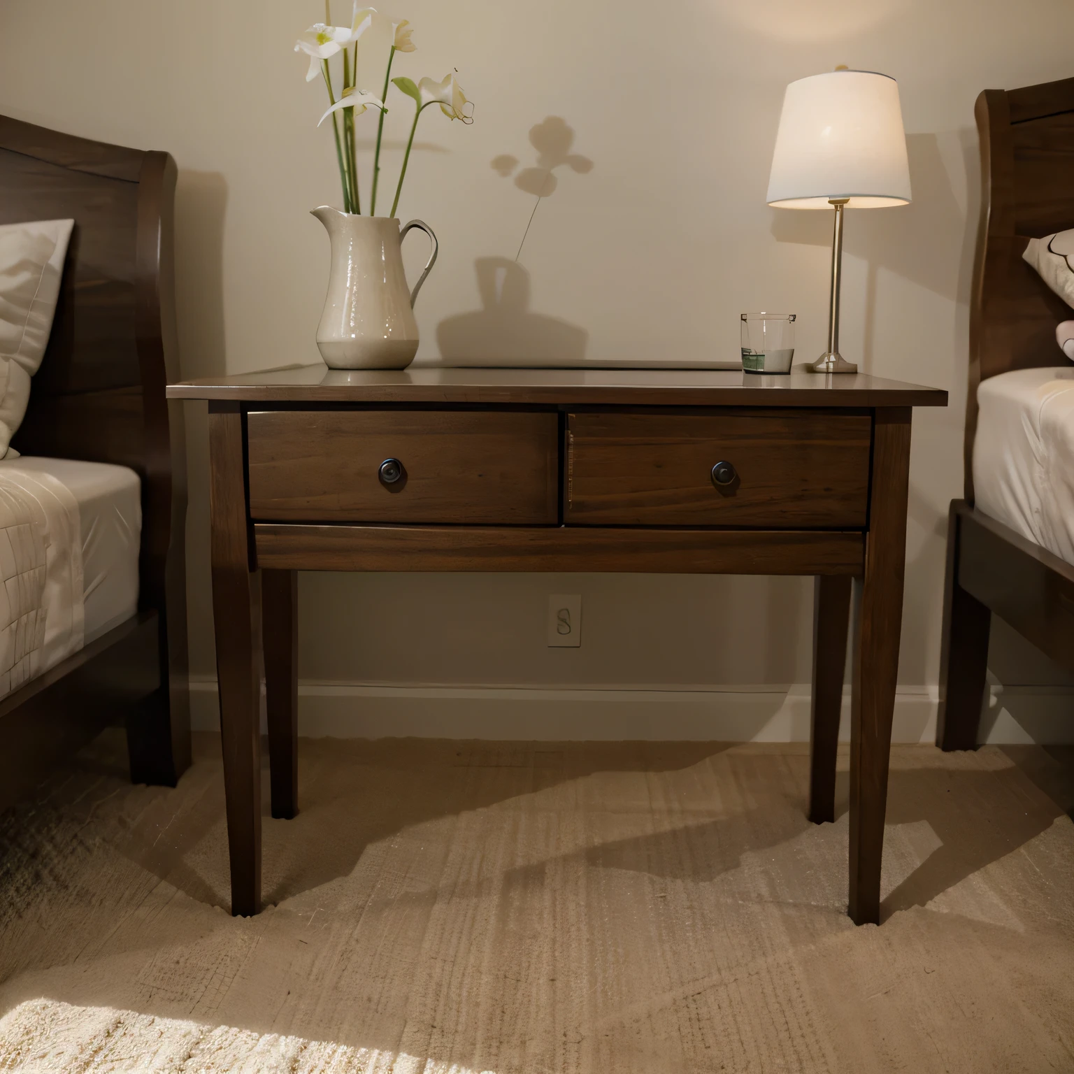 side tables bedroom shot focusing on the tabletop