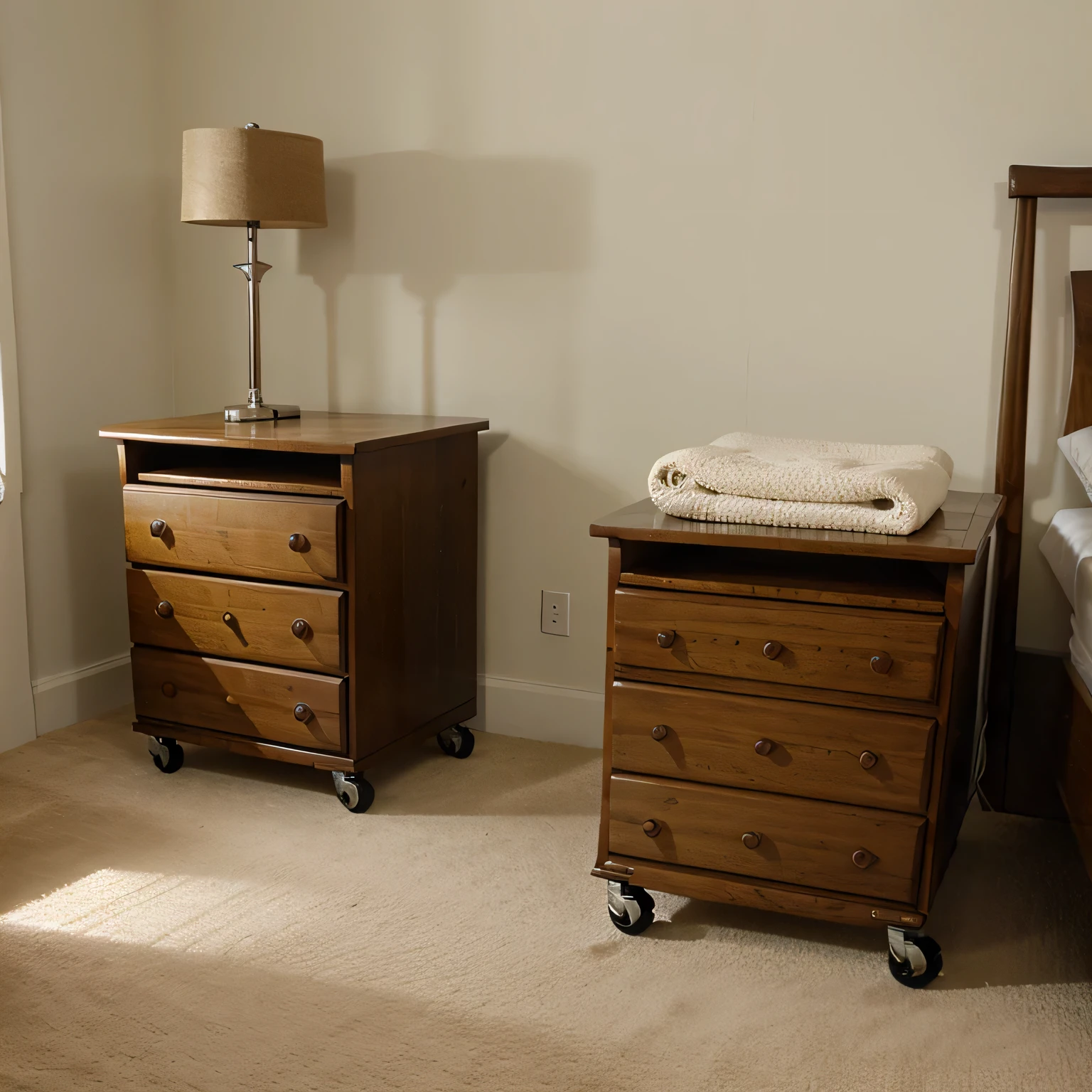 side tables bedroom  shot of casters or wheels