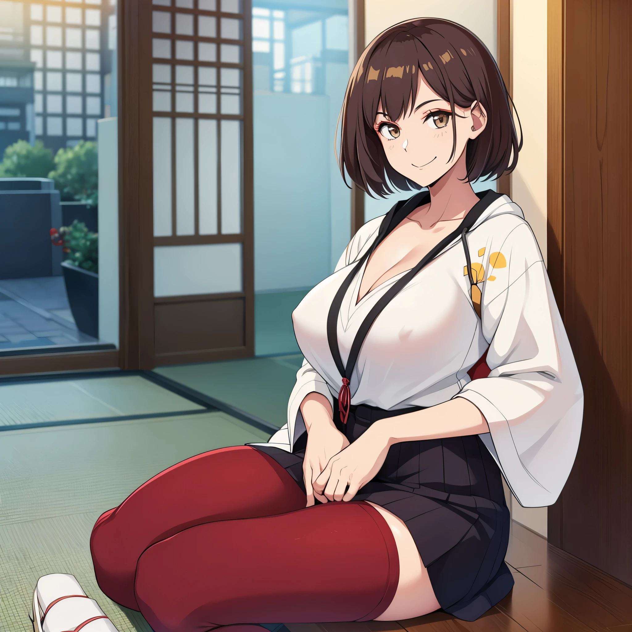 a woman in tokyo in casual clothes, smiling