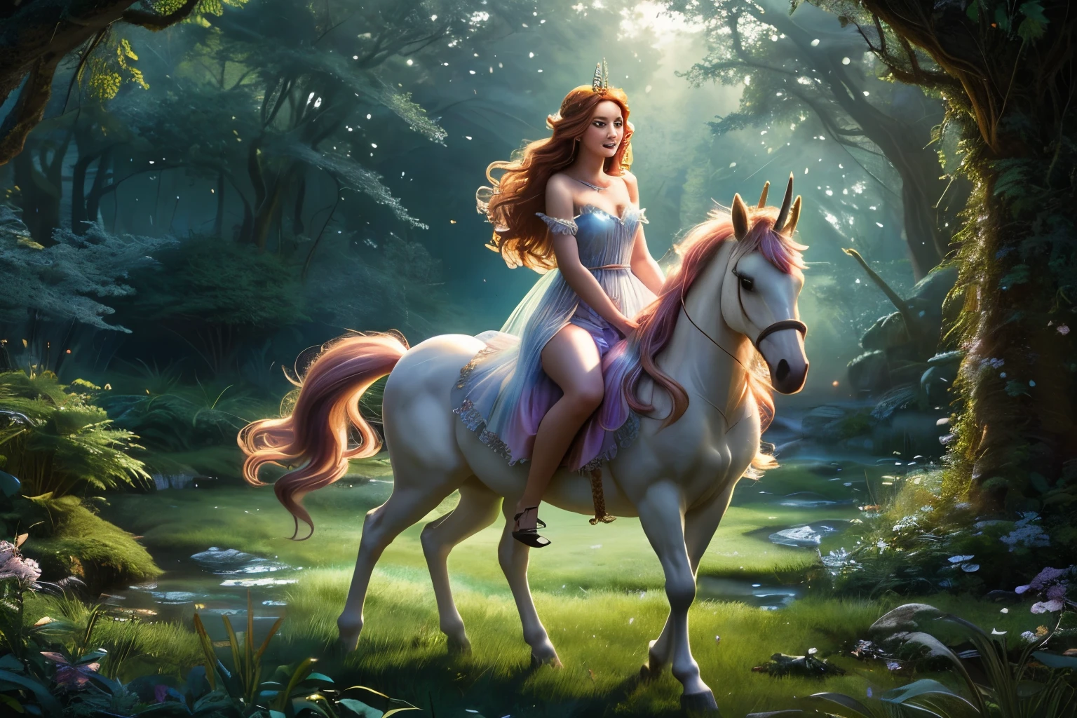 Conjoined naked centaur Ariel with three heads, four legs and huge siliconed tits