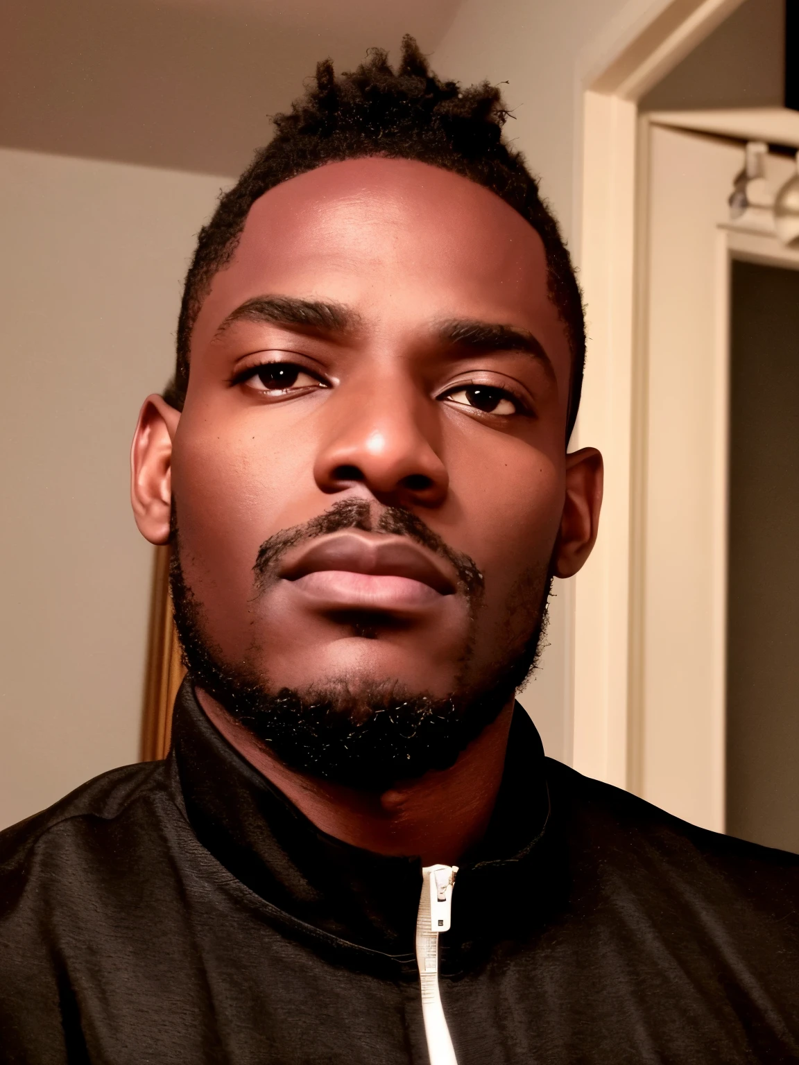 a 25 years old black man with a beard and a black jacket, taken in the early 2020s, profile image, profile photo, profile picture, emmanuel shiru, headshot profile picture, baptiste from overwatch, 26 years old,