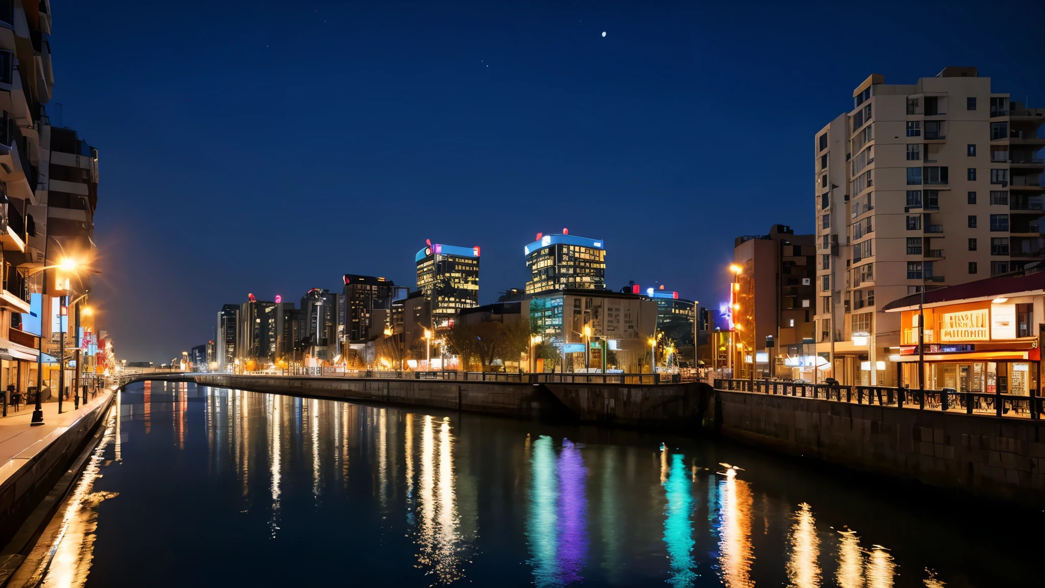 calm night town