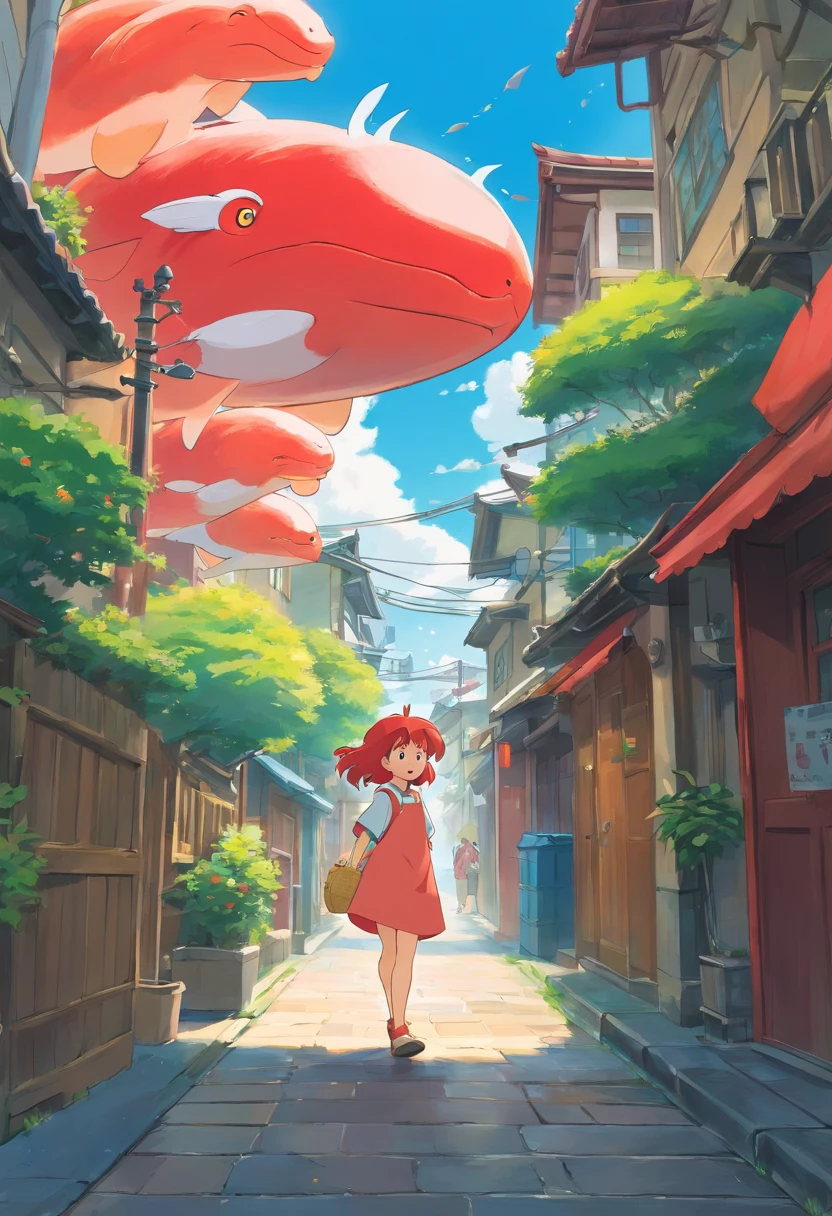 Japanese streets become the sea、（Ponyo）The world will be like an anime,The city becomes the sea,umi,city in the sea並み,city in the sea,umi in ctiy,dive into the sea