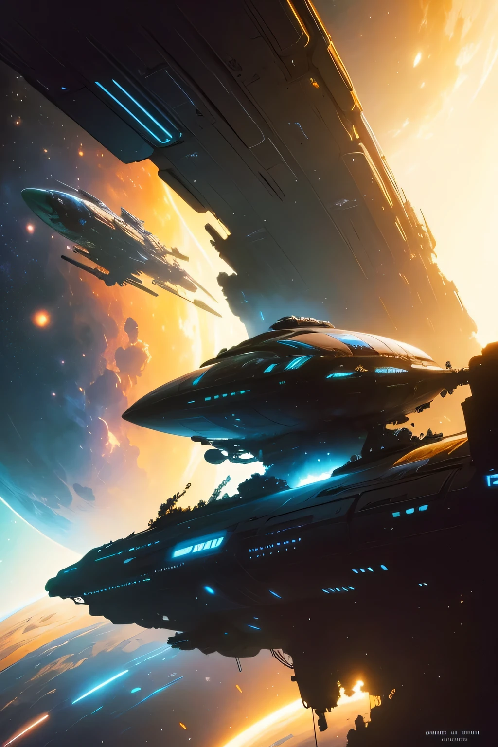 by John Berkey colorful space, Organic Spacecraft, Photorealistic space station, Space Transportation, celestial body, volume lighting, syd mead, Frank Frazetta, John Berkey, cruel