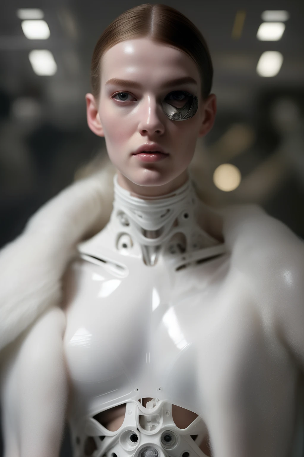 organic cyborg, white plastic, fuzzy lighting, fancy, intrincado, elegante, muy detallado, natural, fotorrealista, Pintura Digital, art station, illustration, arte conceptual, liso, Sharp focus, arte de John Collier y Albert Aublet y Krenz Cushart y Artem Demura