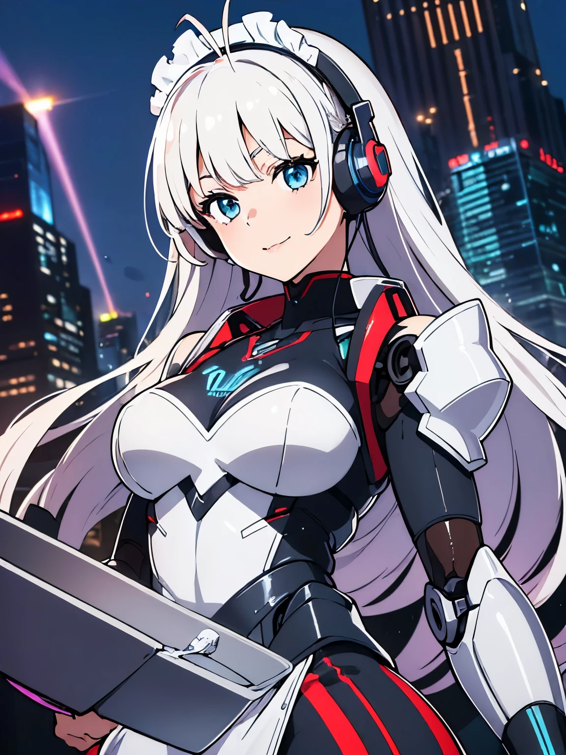 (((1 woman:1.8)))、(((full body description)))、(((Standing depiction)))、(((9th class)))、Beautiful woman in moe pose in futuristic white shiny heavy armored robot suit、perfect android girl, gynoid cyborg body, perfect anime cyborg woman, beautiful female android!, female robot, fully robotized!! girl, Cute cyborg girl, cyber suit, メカサイバーアーマーを着たgirl, cyber suit, beutiful white girl cyborg, beautiful female android, Beautiful girl cyborg、Cute robot woman with white silver short bob hair、Gravure Model Android Beautiful Girl、(bright smile:1.3)、(((Headphones with long sensor antennas in both ears)))、(robot girl)、(((美しいgirlアンドロイド)))、(((重装甲メイド服を着たgirl)))、(((White heavy armored robot girl in maid clothes)))、(((White heavy armored robot beautiful girl in miniskirt and maid clothes)))、(((Beautiful girl in white heavy armored maid robot)))、(((Cyborg Maid Beautiful Girl)))、(((Robot beautiful girl wearing white shiny heavy armored maid clothes)))、(((waitress)))、(((Carry meals:1.3))) ,Proper body proportions,table top,Super high quality output image,High resolution,intricate details,very delicate and beautiful hair,(Photoreal:1.3)realistic pictures,dream-like,professional lighting,realistic shadow,focus only,well-groomed face,Big eyes,beautiful hands,beautiful fingers,Detailed functions of fingers,Detailed clothing characteristics,Detailed characteristics of hair,detailed facial features,