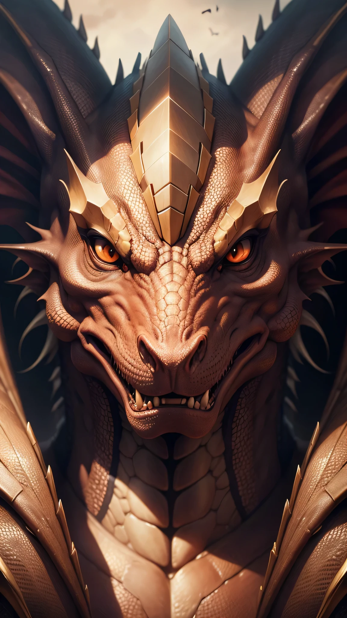 Image portrait d'un dragon avec son visage regardant droit devant lui