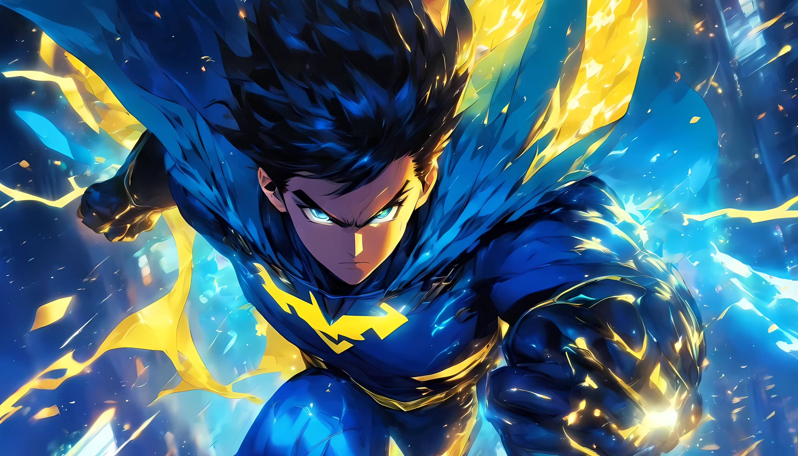 1 superhero with yellow black and blue color