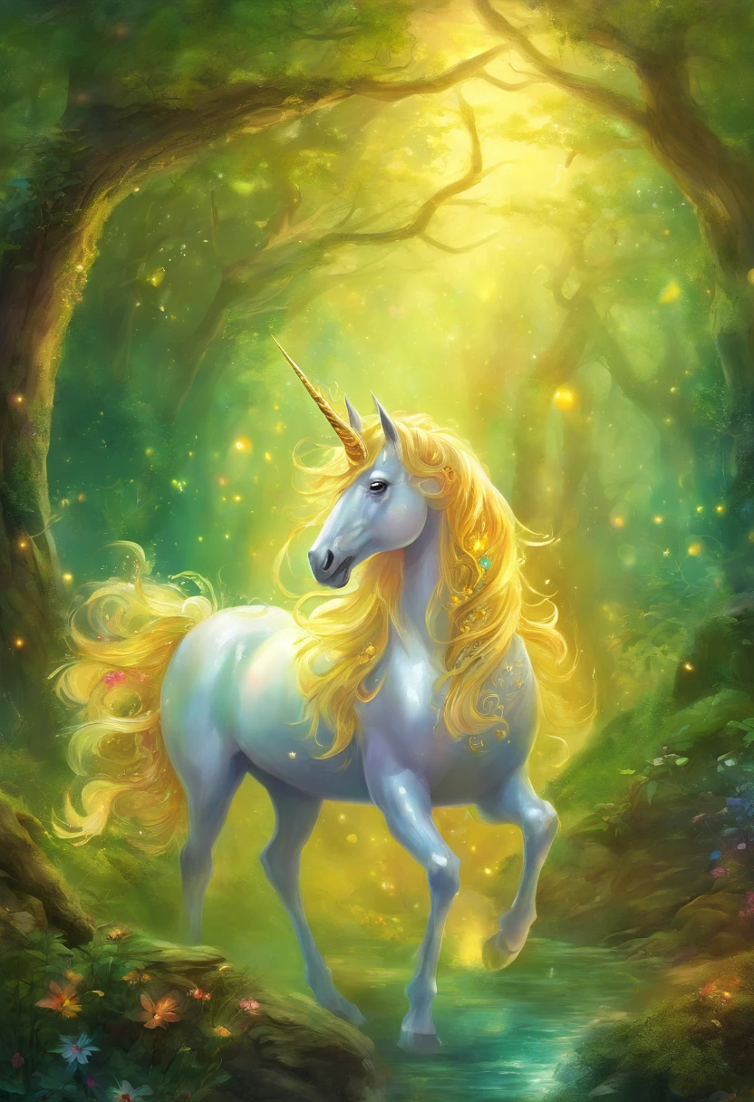 best quality,ultra-detailed,4k,extremely detailed illustration,(Mythical world),(delicate and precise),(intricate details),(unicorn:1.3),((pink purple light blue mane:1.3)), big shining horn, night