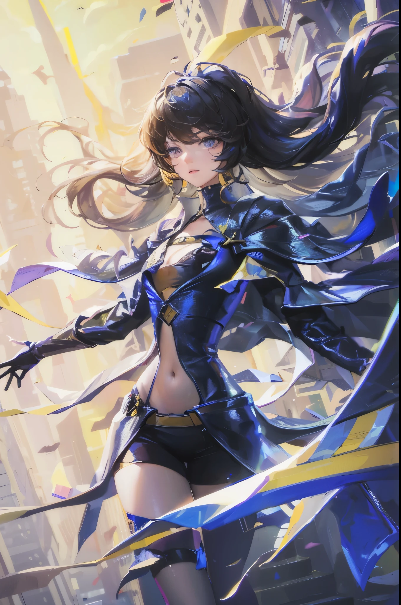 best quality ,masterpiece, illustration, extremely delicate and beautiful, Very detailed ,CG ,unity ,8k wallpaper, amazing, Exquisite details, masterpiece,best quality,official art,Very detailed CG unity 8k wallpaper,ridiculous, incredibly ridiculous, super detailed, high resolution, Very detailed,Beautiful and delicate girl,There is light on the face, 1 girl, Mecha, armor, Mechanical_Body, black hair,  spaceship, City, cyberpunk, Star_Sky,  