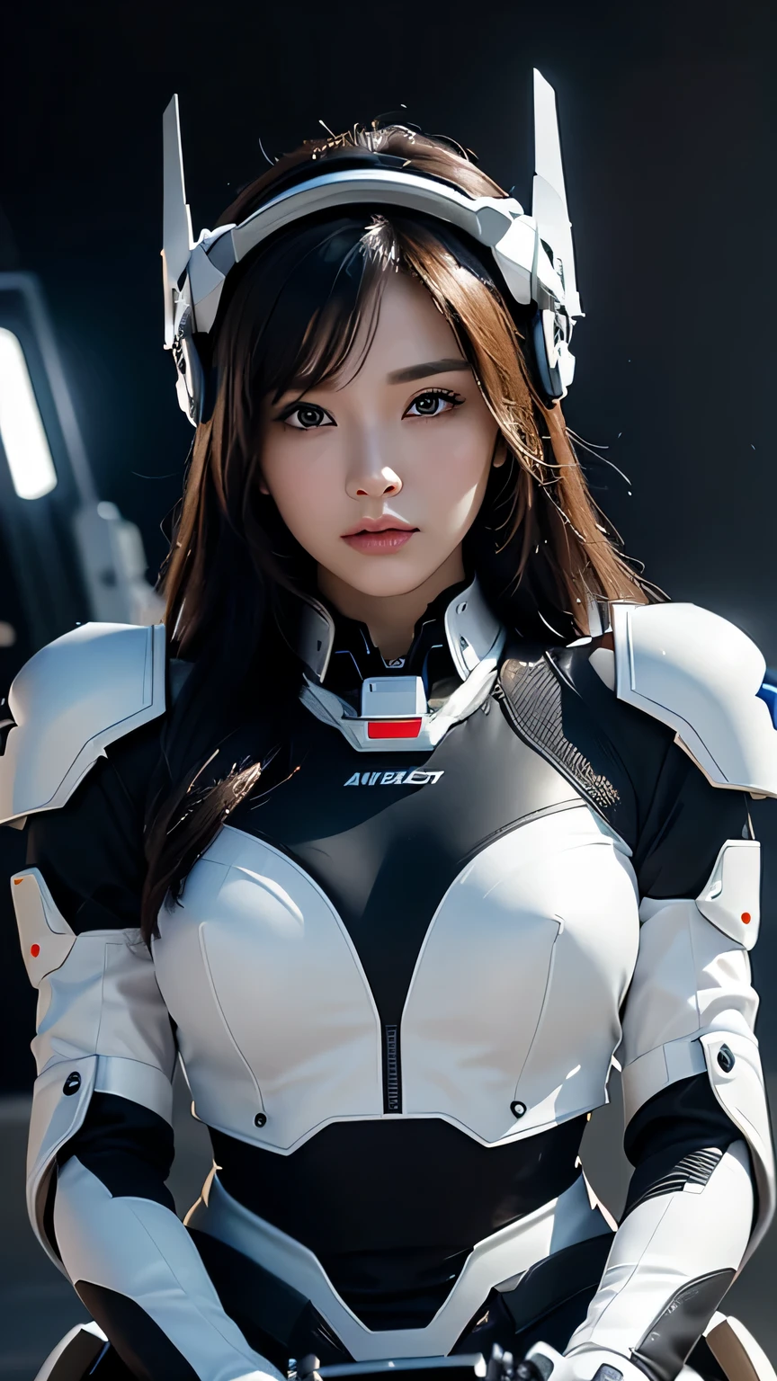 best image quality, excellent details, 超High resolution, (fidelity: 1.4), best illustrations, Favor details, High concentration of 1girls, With a delicate and beautiful face, dressed in black and white mecha, Wearing a mecha helmet, Have a direction controller, ride a motorcycle, the background is a high-tech lighting scene of the futuristic city. masterpiece, 最high quality, high quality, High resolution