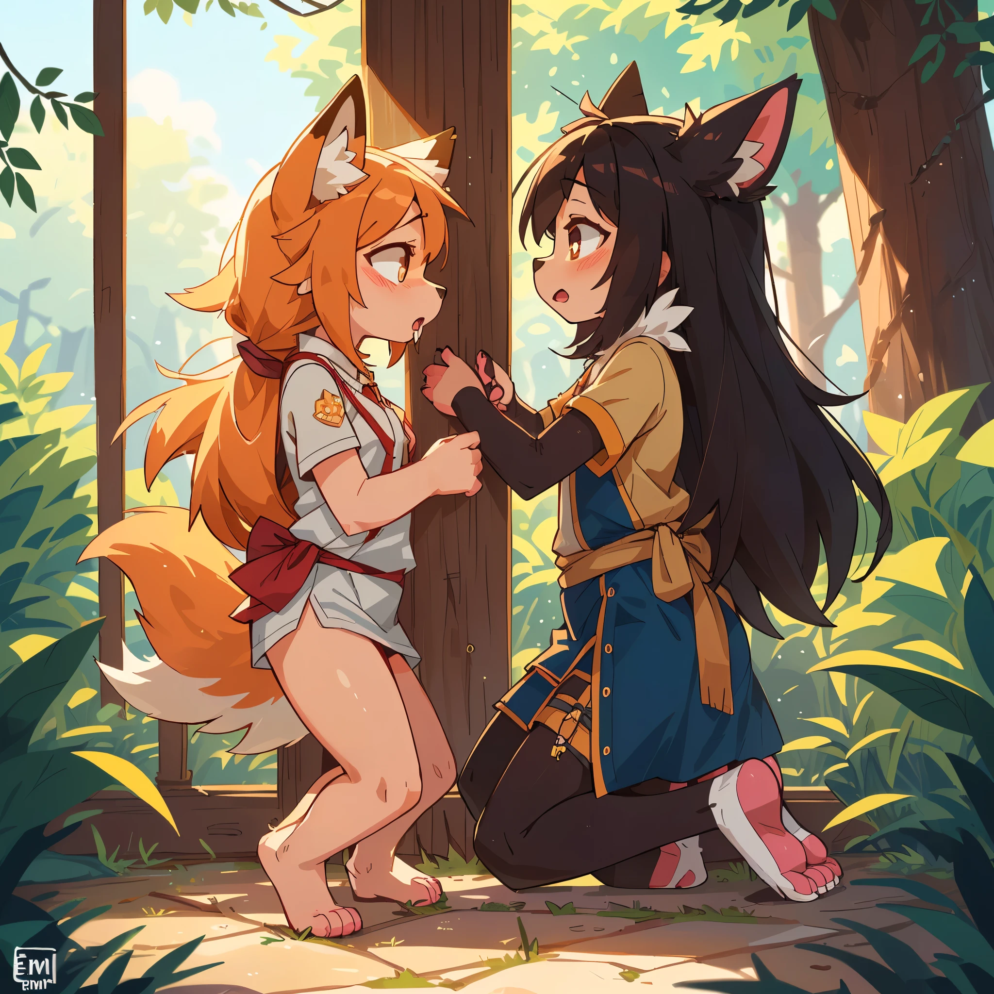 detailed background, furry female, (foxes), anthro, blush, (1 girls), rear view, (gaping, (small , , slim, girls1.3), pawpads, standing, kneeling, feminine, large eyes, feet visible, side view, (symmetrical), detailed fur, masterpiece, best quality, photorealistic, hyperrealistic, ultradetailed, detailed background, photo background, [by dagasi|ancesra:0.5], (by foxovh|by personalami), (by einshelm|by tom_fischbach)], juice:1.4)