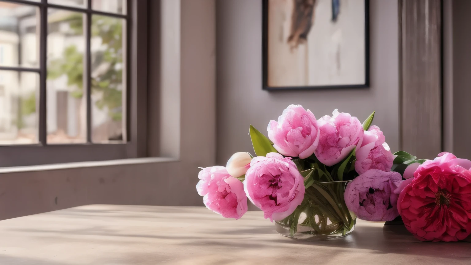 hyper ultra realistic photographs full body of Imagine a playful arrangement of colorful tulips, their stems tied with a ribbon, overflowing from a vintage teacup. The cup rests on a pastel pink table against a backdrop of soft lavender, creating a whimsical and delightful scene. ratio 16:9, 4k, 8k resolution, High quality photo, high detailed, imagesharp focus, Cinematic lighting,hyperdetailed & Unreal engine, detail, realism, photography,cinematography, camera NIKON, lens NIKKOR flagship, masterpiece. hyper-maximalism, ultradetailed photorealistic, light skin imperfections, final render, vray, photo, fashion