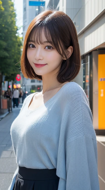 masutepiece, Best Quality, Illustration, Ultra-detailed, finely detail, hight resolution, 8K Wallpaper, Perfect dynamic composition, Beautiful detailed eyes, Women's Fashion,Very short hair,Small breasts natural color lip, Bold sexy poses,Smile,Harajuku、20 years girl、Cute、Sexy shot looking at camera