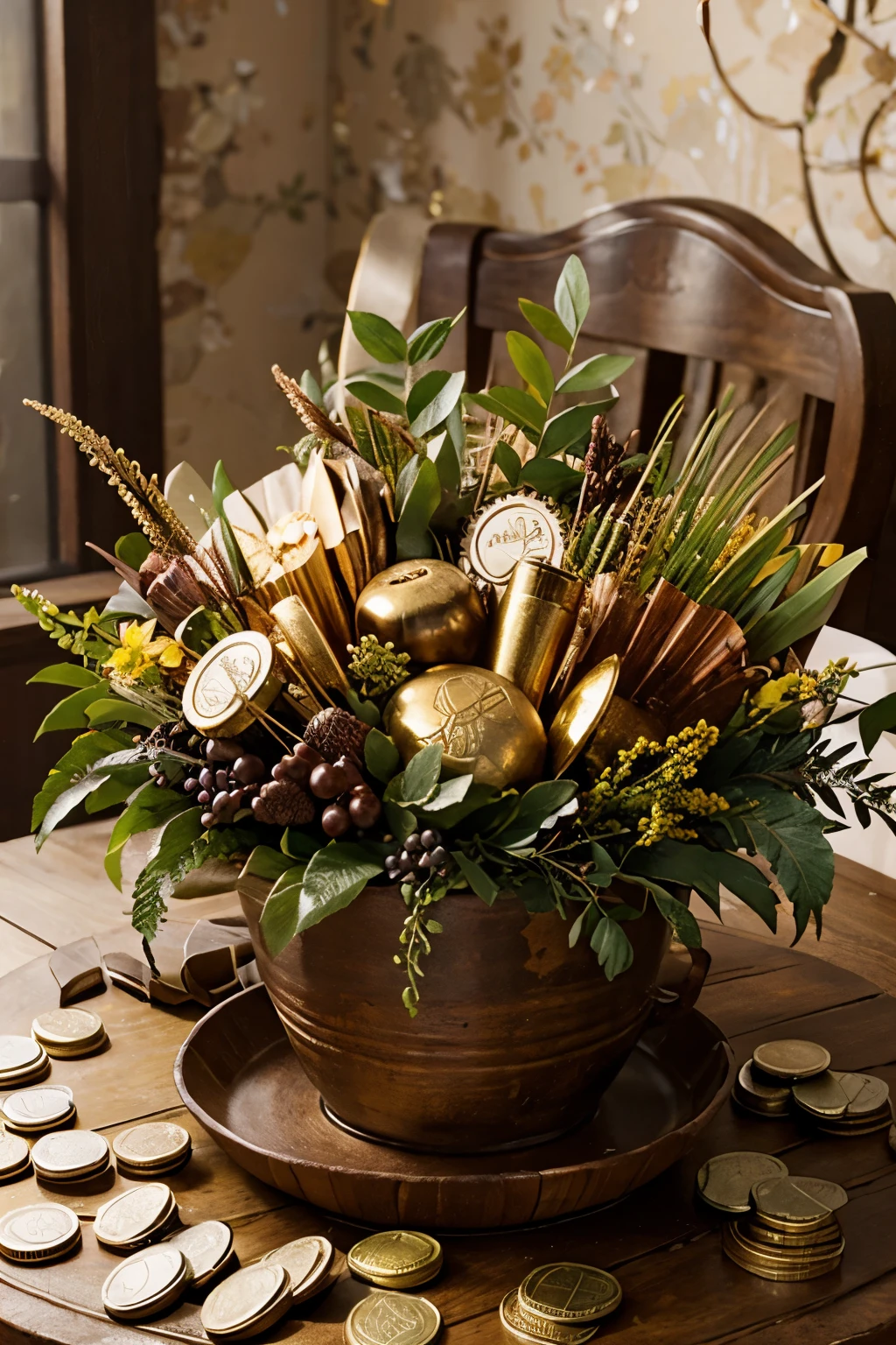 cornucopia with coins