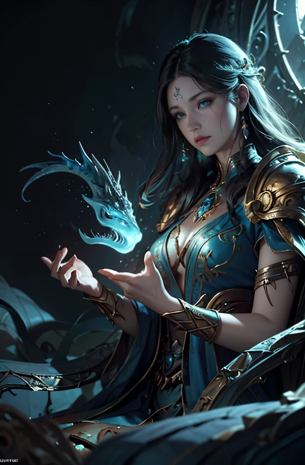 A very beautiful woman who meets a mythical beast, sharp outline, Michael Letter, Christoph Huge 、super detailed paintings, luminism, art by Carne Griffiths and what a bone concept art, 4K resolution, fractal isometricdetailbioluminescence , 3D rendering, octane rendering, intricately detailed , cinematic, trending on artstation Isometric Centered hyperrealistic cover photo awesome full color, hand drawn , gritty, realistic mucha , Defining a hit , cinematic,fantastic background, abstract beauty,stand, approaching perfection, pure form, golden ratio, minimalistic, unfinished, concept art, Written by Brian Froud、Khan Griffith、what a bone、john william waterhouse, intricate details, 8K post production, High resolution, hyper detail, Trending with ArtStation, studio photography, intricate details, very detailed, Written by Greg Rutkowski, A very beautiful woman who meets a mechanical dragon, concept art:Yang J, Artstation contest winner, fantasy art, Epic fantasy digital art style, epic fantasy art style, epic fantasy art style hd, detailed fantasy art, fantasy art behance, fantasy art style, detailed digital 2d fantasy art, epic fantasy style art, extremely detailed and beautiful eyes, blue eyes without pupils, beautiful blue eyes, quite beautiful face, Rin々Looks, unparalleled beauty, highest quality, master piece, perfect angle, perfect composition, best shot, official art, cinematic light, very beautiful and fantastic, chivalry dream