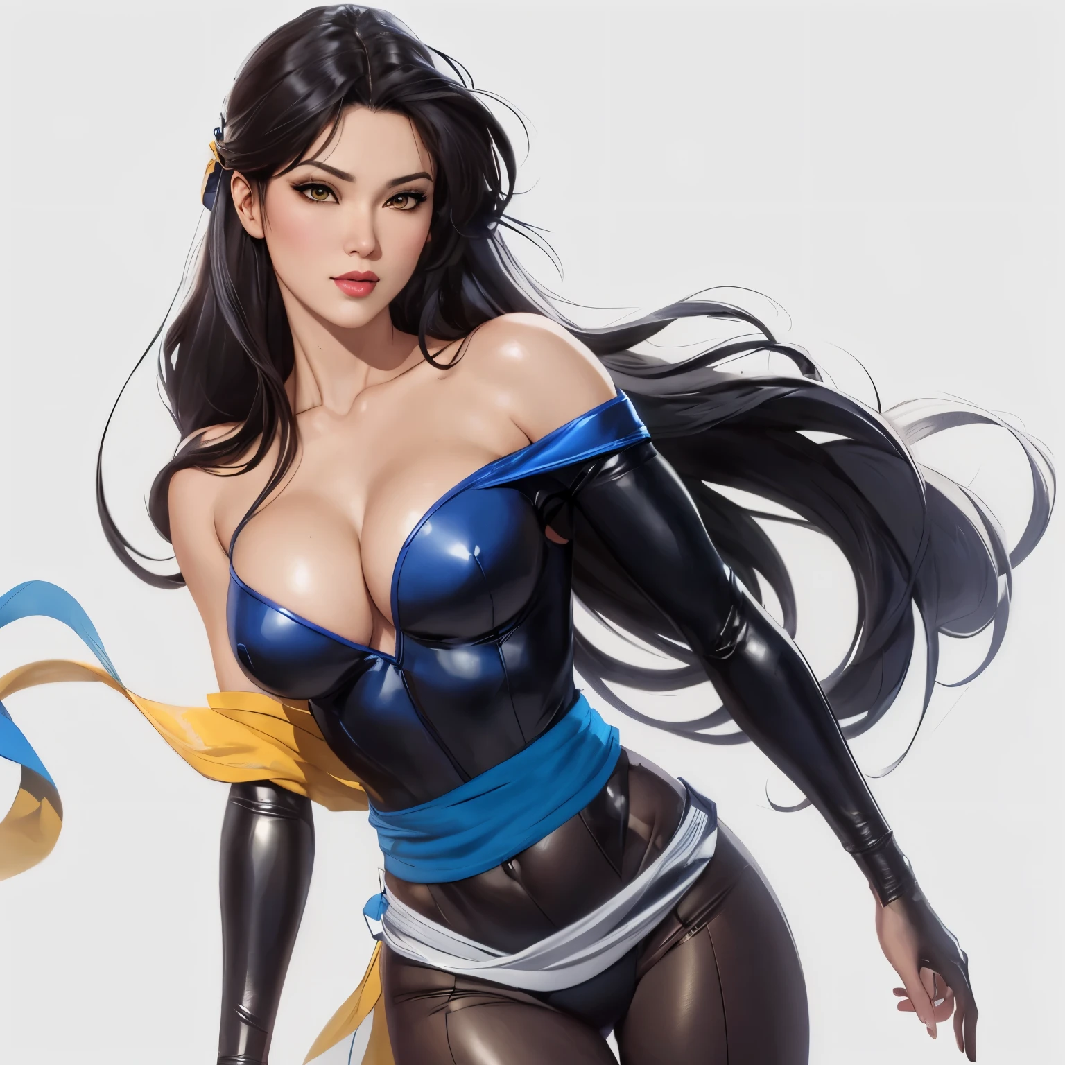 a close up of a woman in a blue and yellow costume, portrait of chun - li, extremely detailed artgerm, portrait of chun li, artgerm 4 k, ig model | artgerm, artgerm. anime illustration, artgerm lau, by ruan jia and stanley artgerm, artgerm. high detail