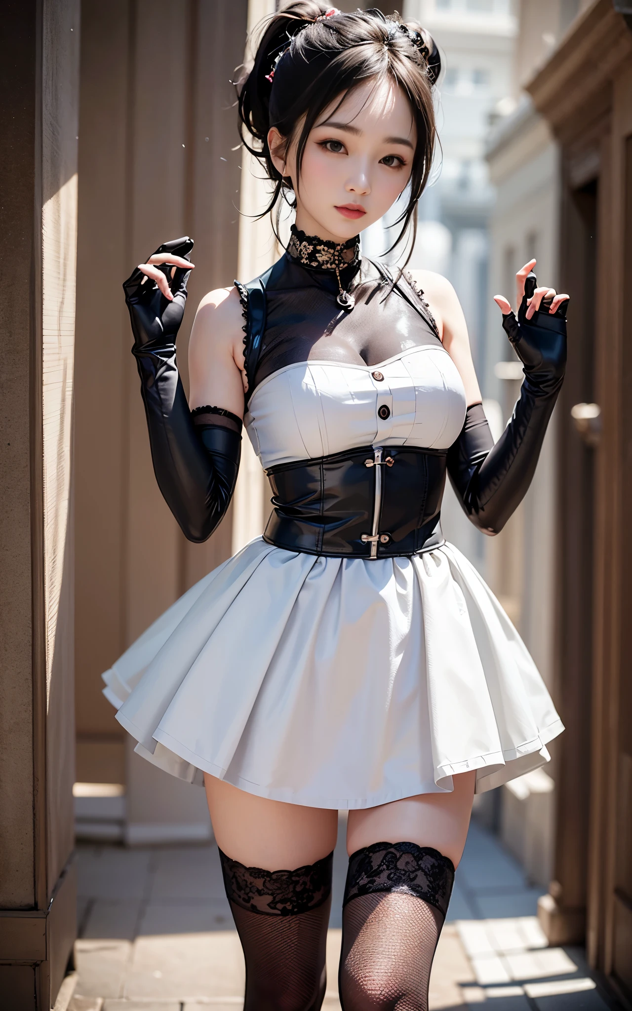Woman body defined thick thighs cybernetic body parts,Short underwear、ssee-through_Wedding_dress