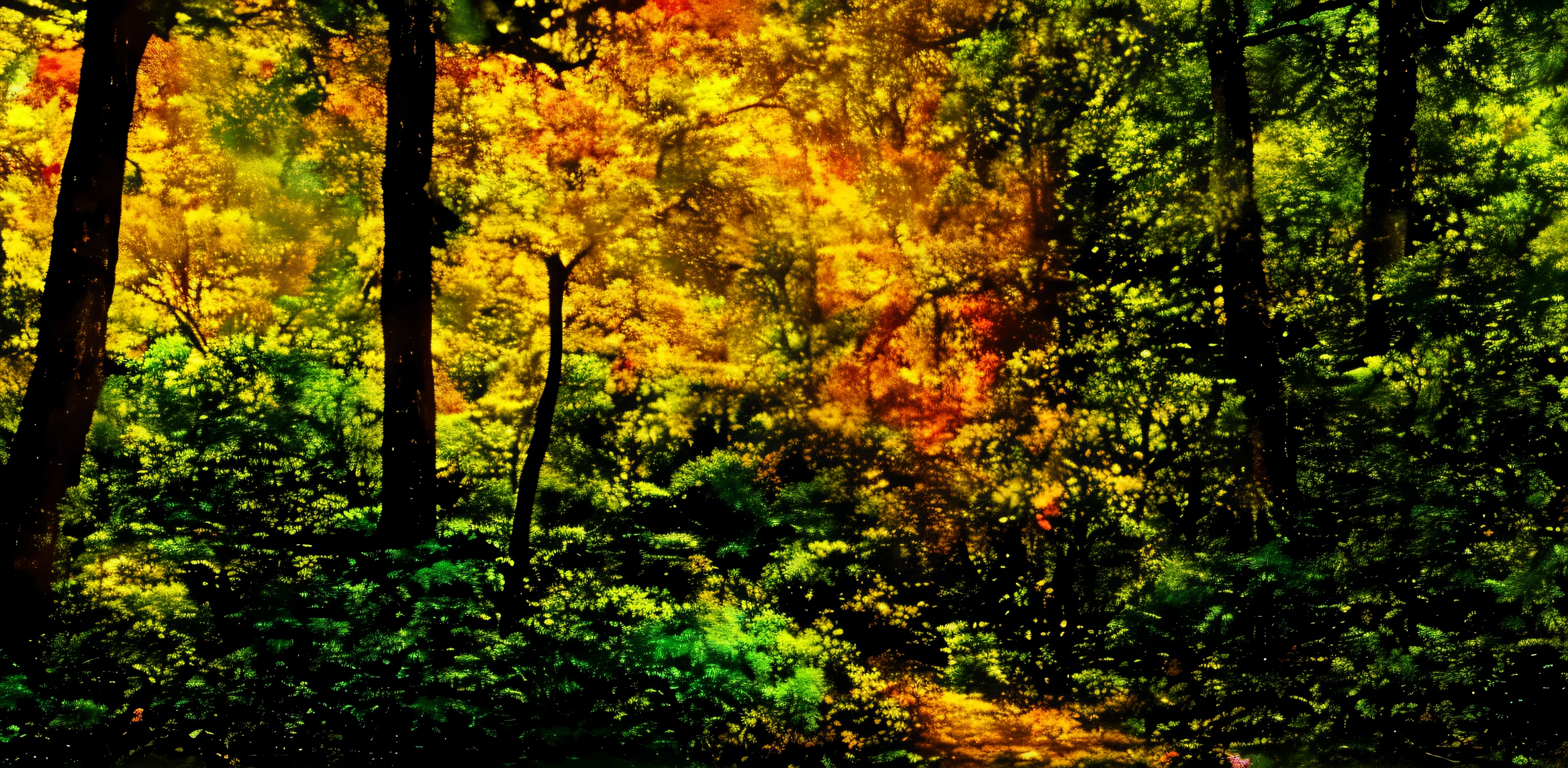 beautiful forest,colorful,Light of the sun,