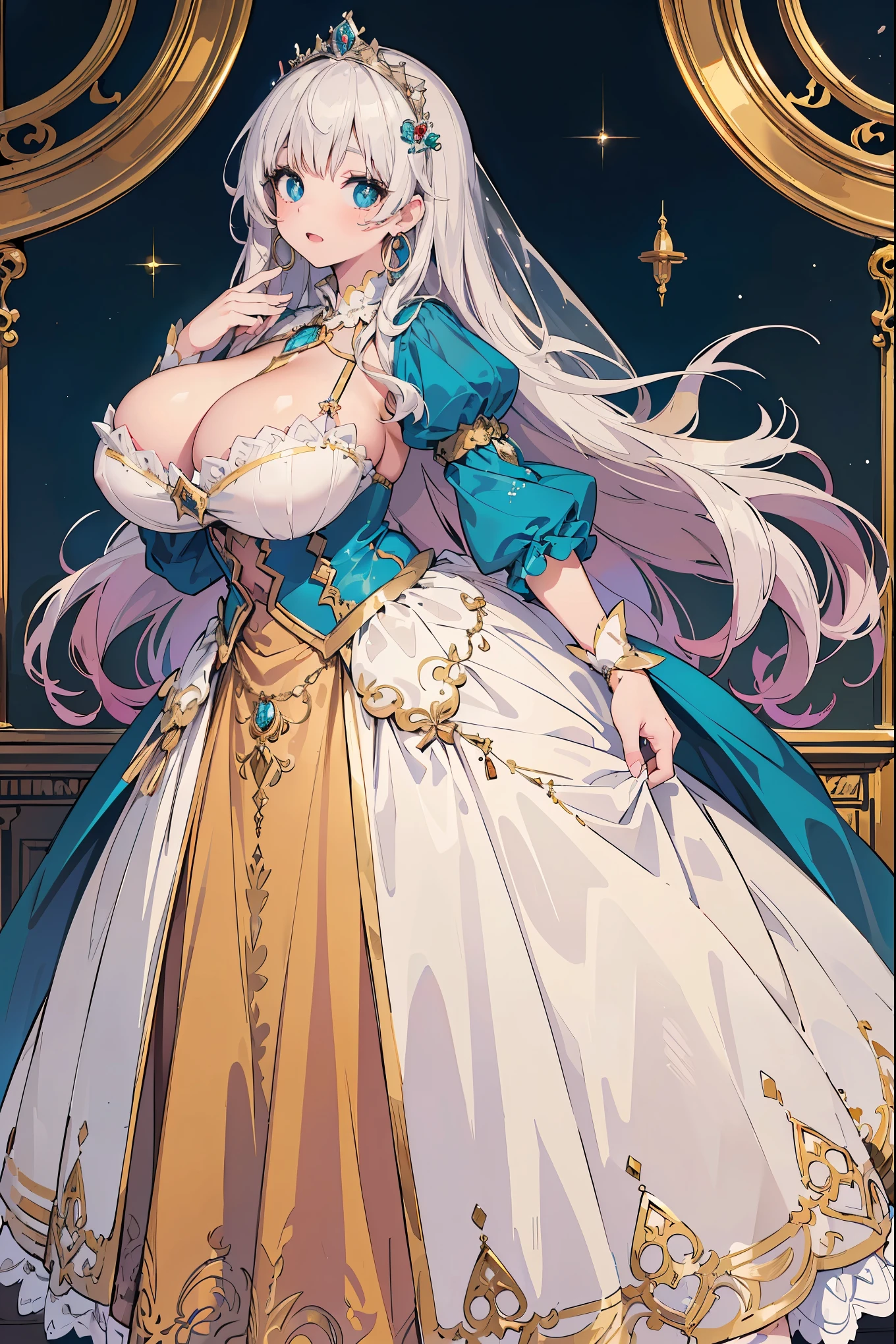 ((anime art style)),(masterpiece),(highest quality), (Super detailed),((very delicate and beautiful)),1 girl,((whole body portrait)),Standing in the colonial city of Santo Domingo,((alone)),digital art,(((1 princess in Gorgeous Princess Rococo Ball Gown with Voluminous Full Length Hoop Skirt))),crinoline,long train,(((Super large realistic breasts filled with super large amount of soft fat、huge boobs,very big ,long tits,skin dents))),((Beautiful embroidery and jewelry)),voluminous frills,See-through,(Gorgeous embroidery and beautiful lace),((large amount of straight hair,very voluminous hair,very long straight hair)),((detailed face and eyes)),Clear pupils,very gorgeous hair ornament,(A gorgeous tiara decorated with sparkling jewels),(Gorgeous gemstone jewelry with sparkly),Long veil,(beautiful background),whole body,((Gorgeous Princess Rococo Ball Gown with Voluminous Full Length Hoop Skirt))
information