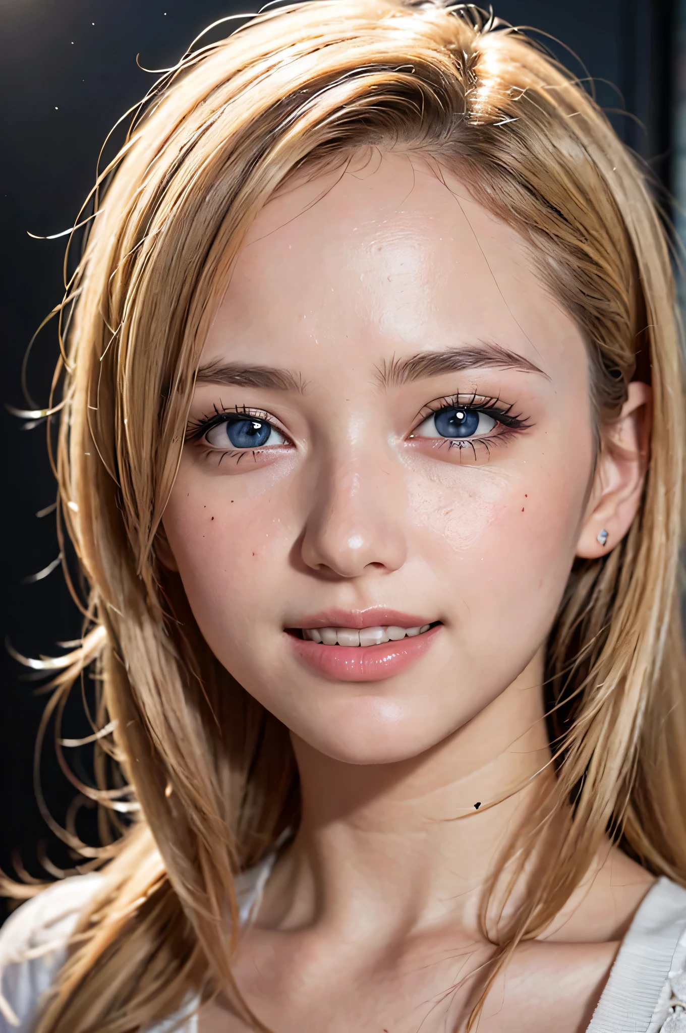 (1girl), Solo, Extremely cute, Amazing face and eyes, (Beautiful lovely smile), (extremely detailed beautiful face), bright shiny lips, (Best Quality:1.4), (Ultra-detailed), (A hyper-realistic, Photorealsitic:1.37), Beautiful fair skin, (Soft and squishy), extremely detailed CG unified 8k wallpaper, RAW Photos, professional photograpy, Cinematic lighting,