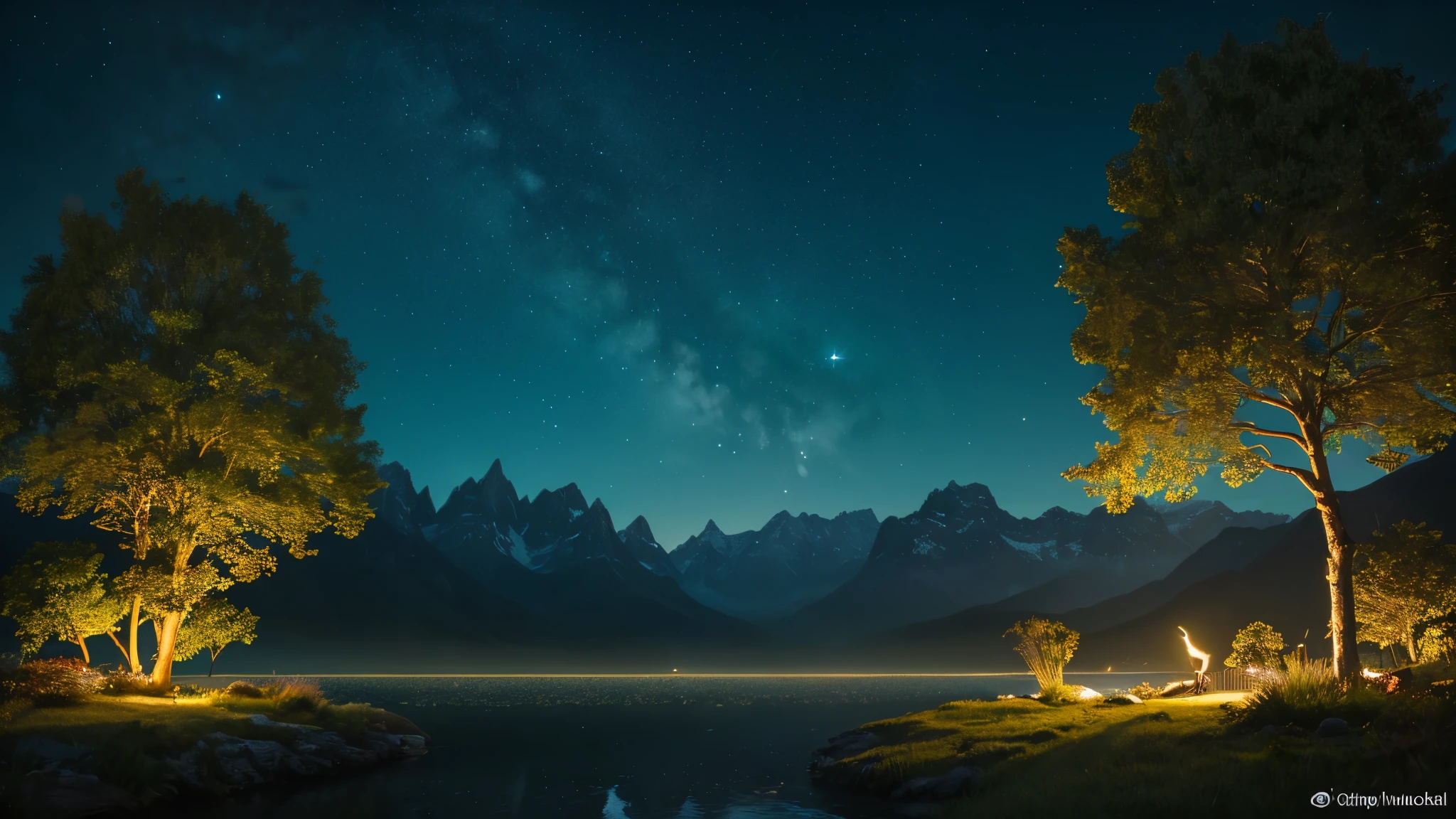 (best quality,4k,8k,highres,masterpiece:1.2),ultra-detailed,(realistic,photorealistic,photo-realistic:1.37),night sky,forest,city,owls,stars,moon,illustration,oil painting,3D rendering,photography,impressionism,beautifully lit scene,dreamlike atmosphere,detailed trees and foliage,ethereal glow,vibrant colors,magical night,peaceful serenity,quiet midnight,illuminated skyscrapers, mysterious shadows, twinkling stars, majestic full moon, elegant owls perched on branches, majestic mountains in the distance,chanting crickets,cool breeze,nighttime ambience,peaceful harmonious coexistence between nature and urban environment,blurred background,nighttime stroll,moonlit reflection on the tranquil lake