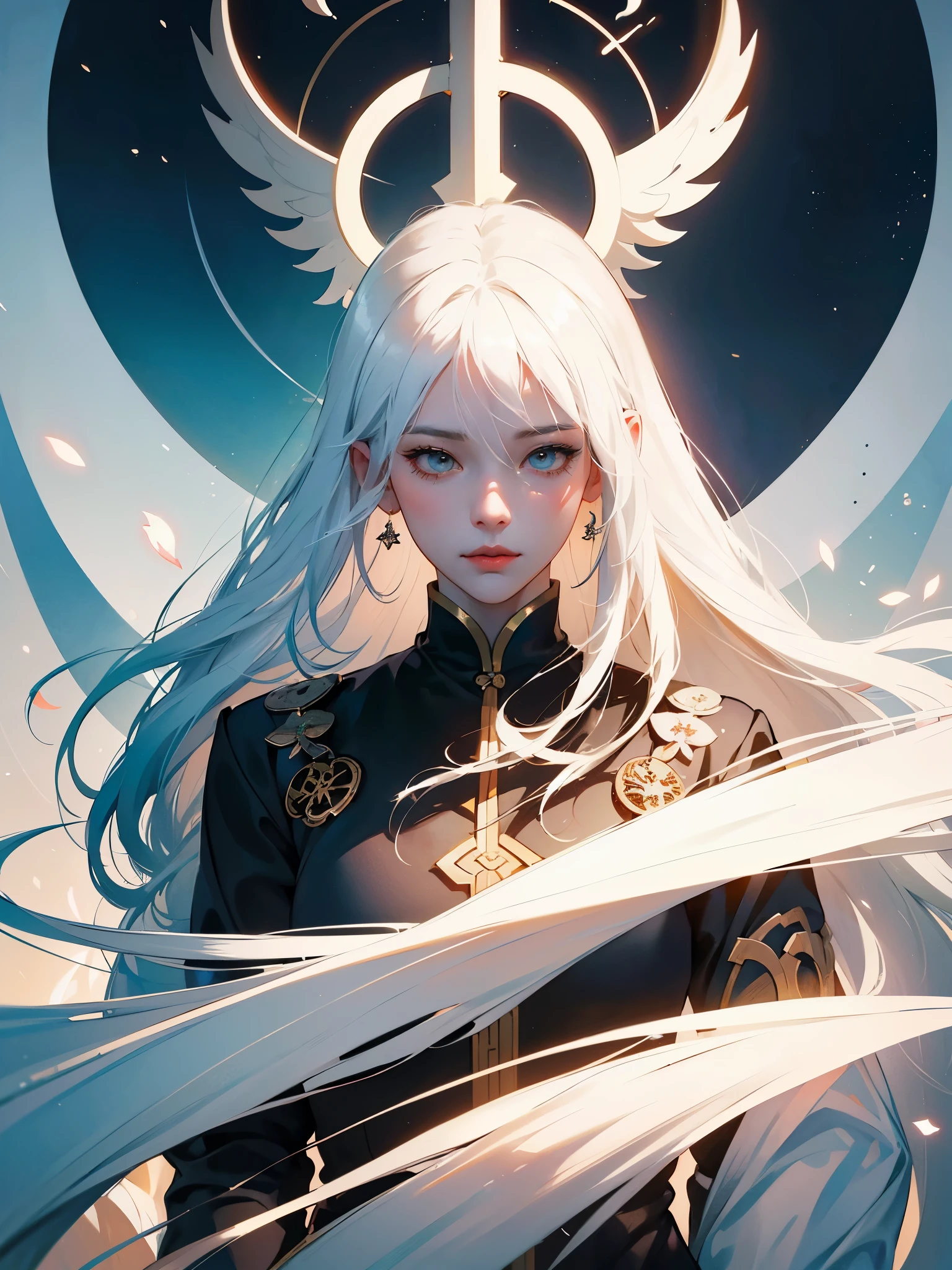 A white hair、Close-up of a woman in a white mask, beautiful figure painting, guweiz, guweiz style artwork, White-haired God, author：Yang Jie, Epic and beautiful character art, Stunning character art, author：Fan Qi, by Wuzhun Shifan, guweiz on pixiv artstation