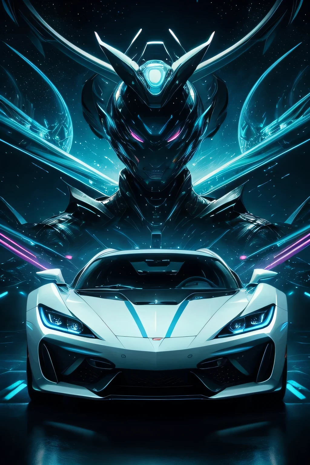 spaceship、Zero gravity space、Shiny car body、dragon style body、biomorphic、car from another world、stylish、Functions that transcend time and space、forward/Reversing function、Extradimensional space warp、Automatic driving function、bioenergy powered vehicle、laser weapon equipment、Fantasy world、neon light exterior car、