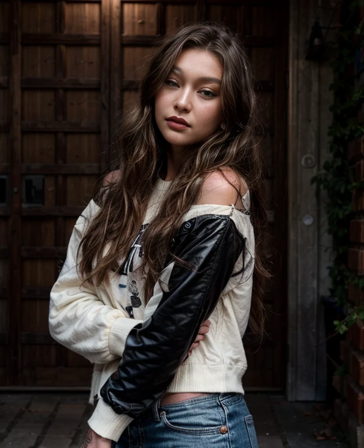 (best quality, 8K, chef-d'artwork: 1.3), 1 fille ( Gigi Hadid ) aux cheveux dégradé brun blond